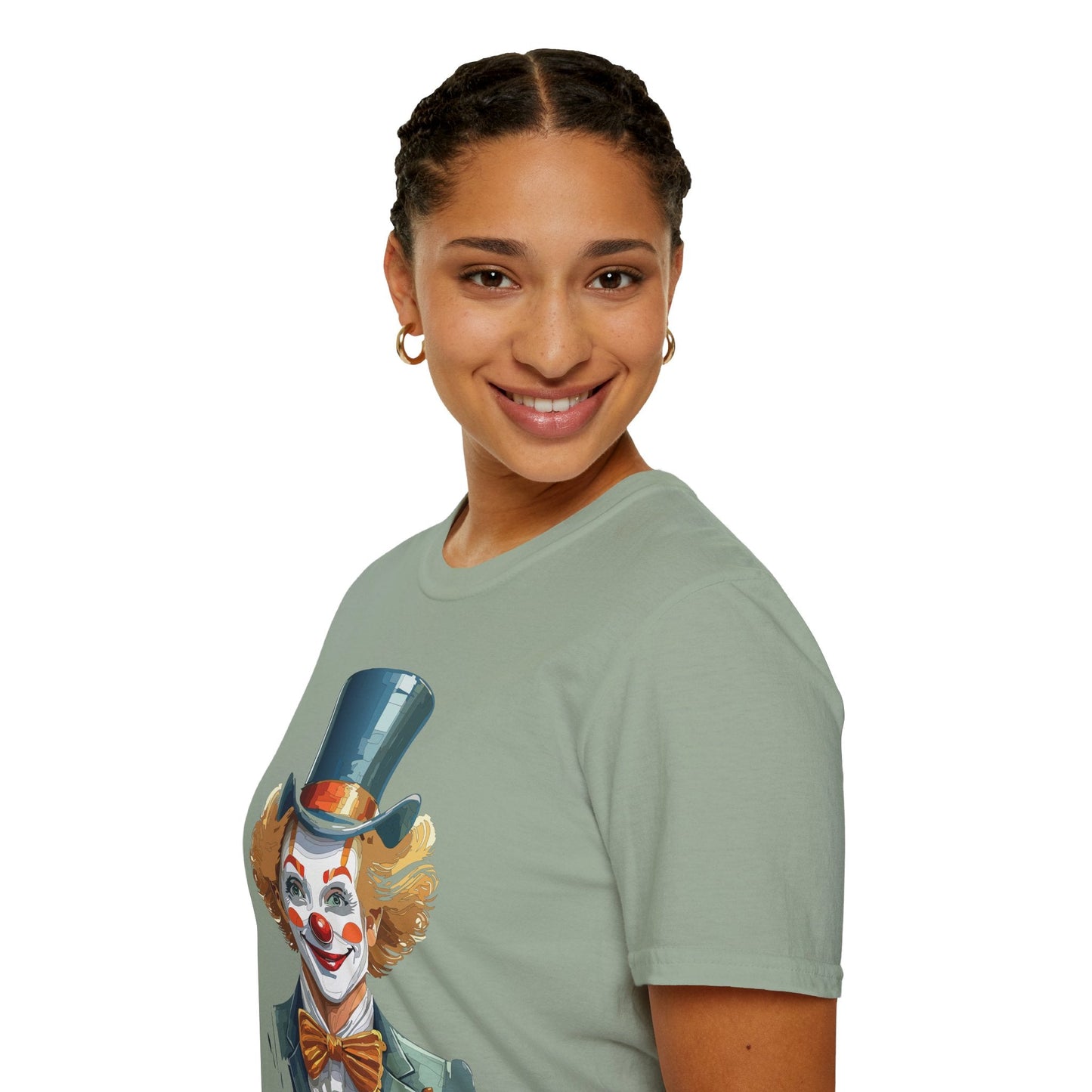 Funny Clown Shirt Unisex T Shirt Circus Style Tee With Scary Man Artwork Gildan 64000