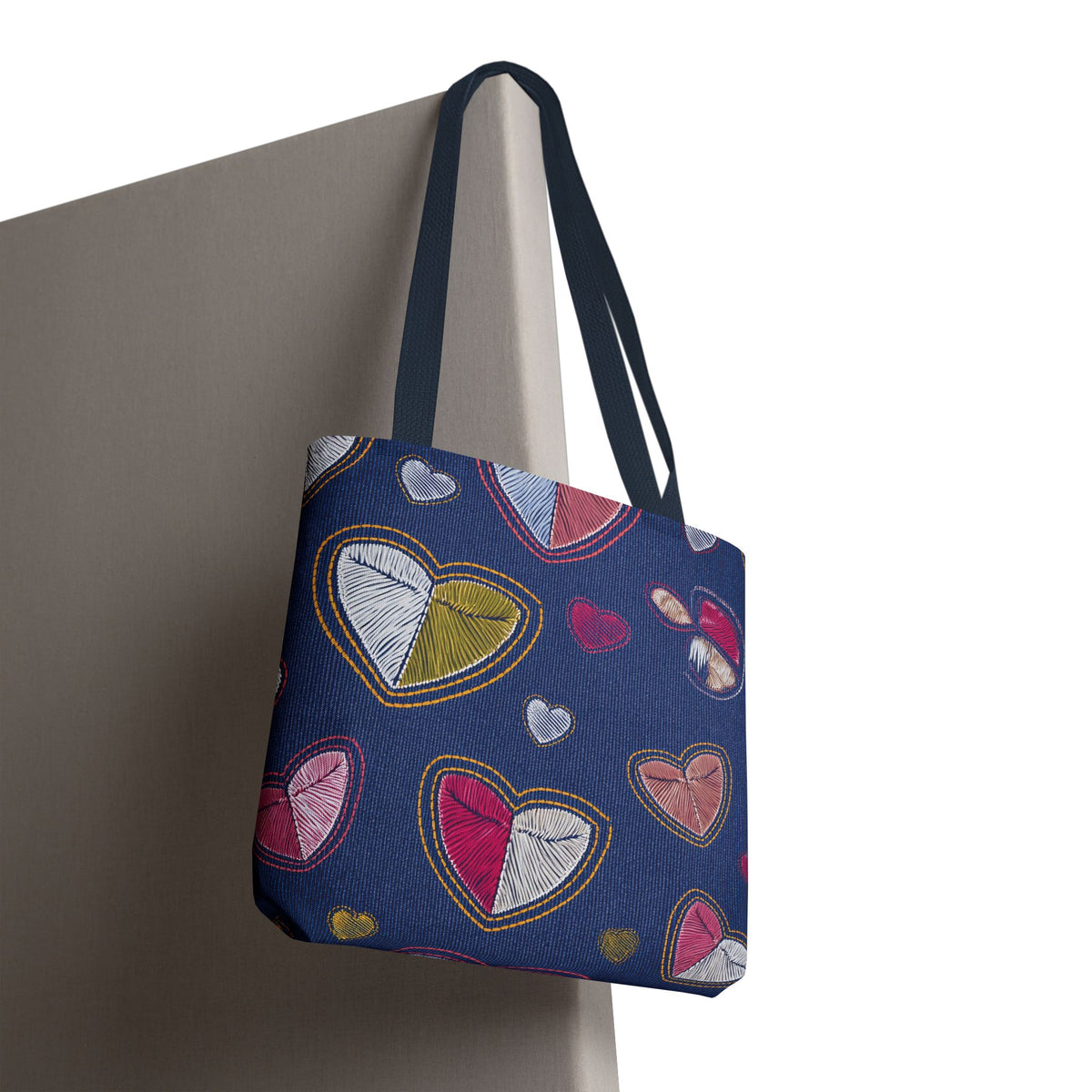 Love Day Graphic Design Denim Fabric Imitation Print Unisex Canvas Bag POLY 3 Sizes Tote Bag 201-7