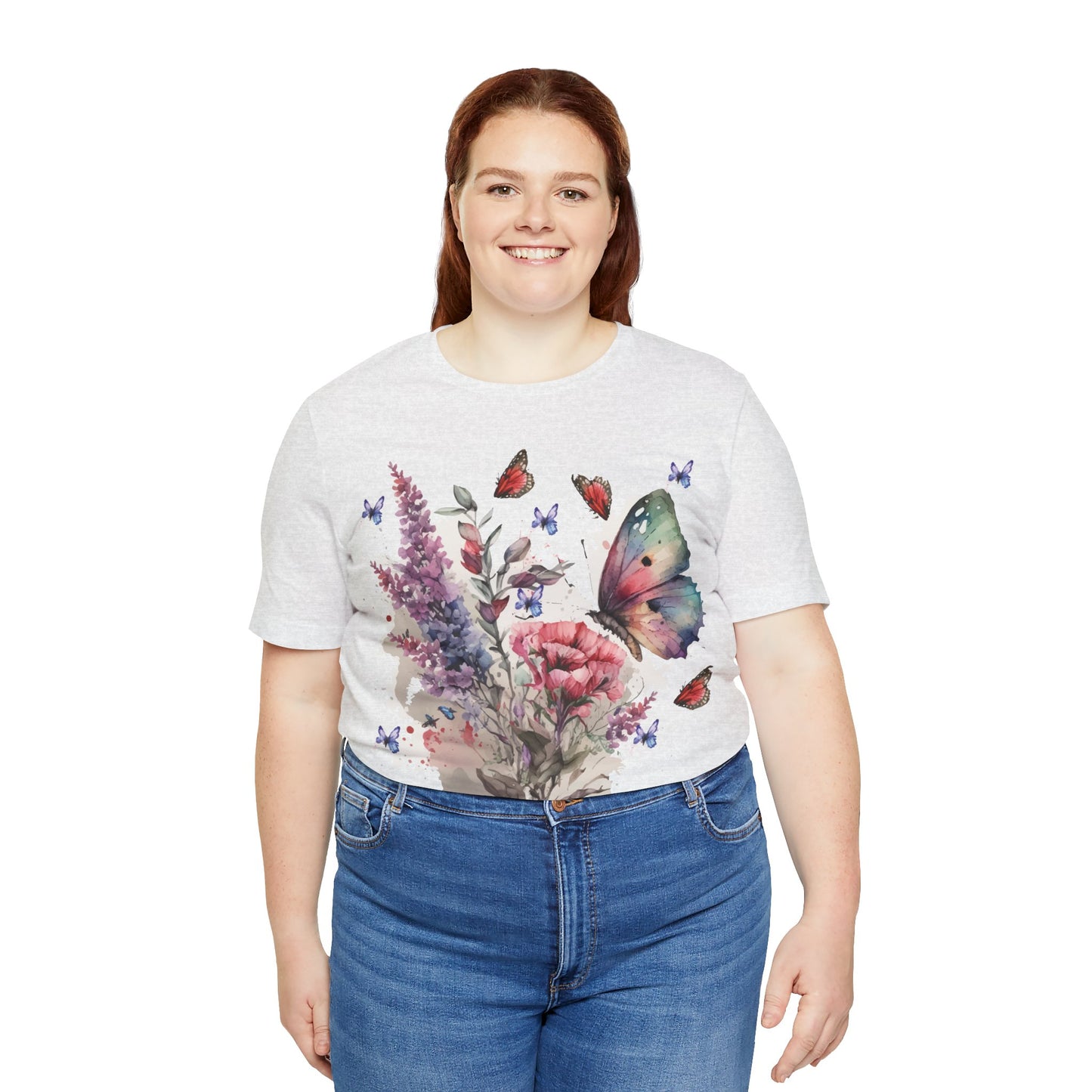 Cotton Tee Shirt with Butterfly Prints