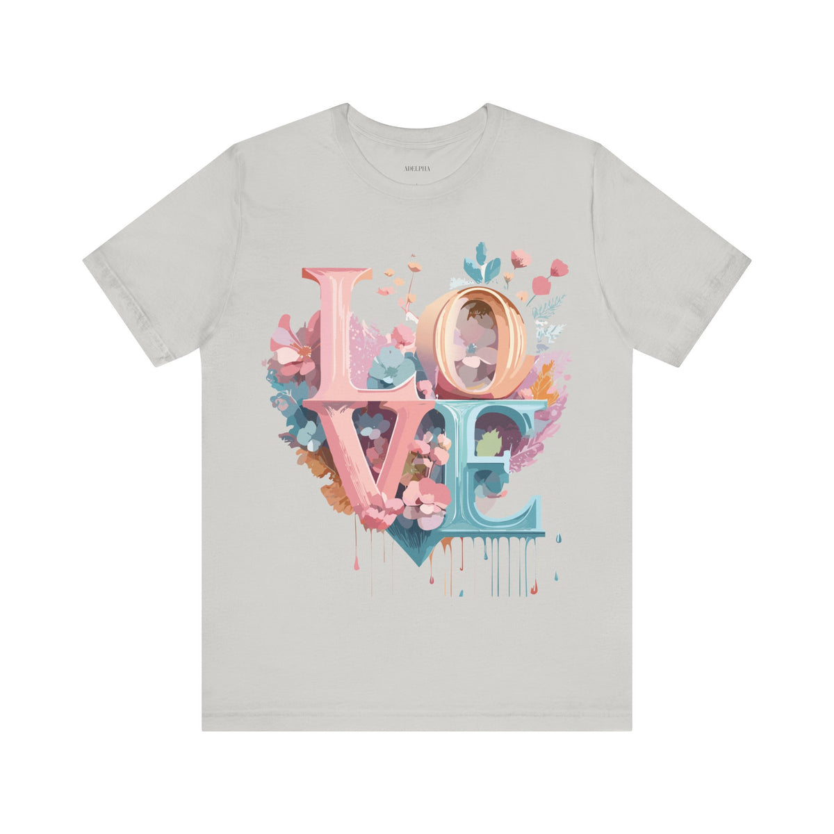 Valentine's Day Graphic Unisex Cotton Bella+Canvas Tee with Floral Art Design d104