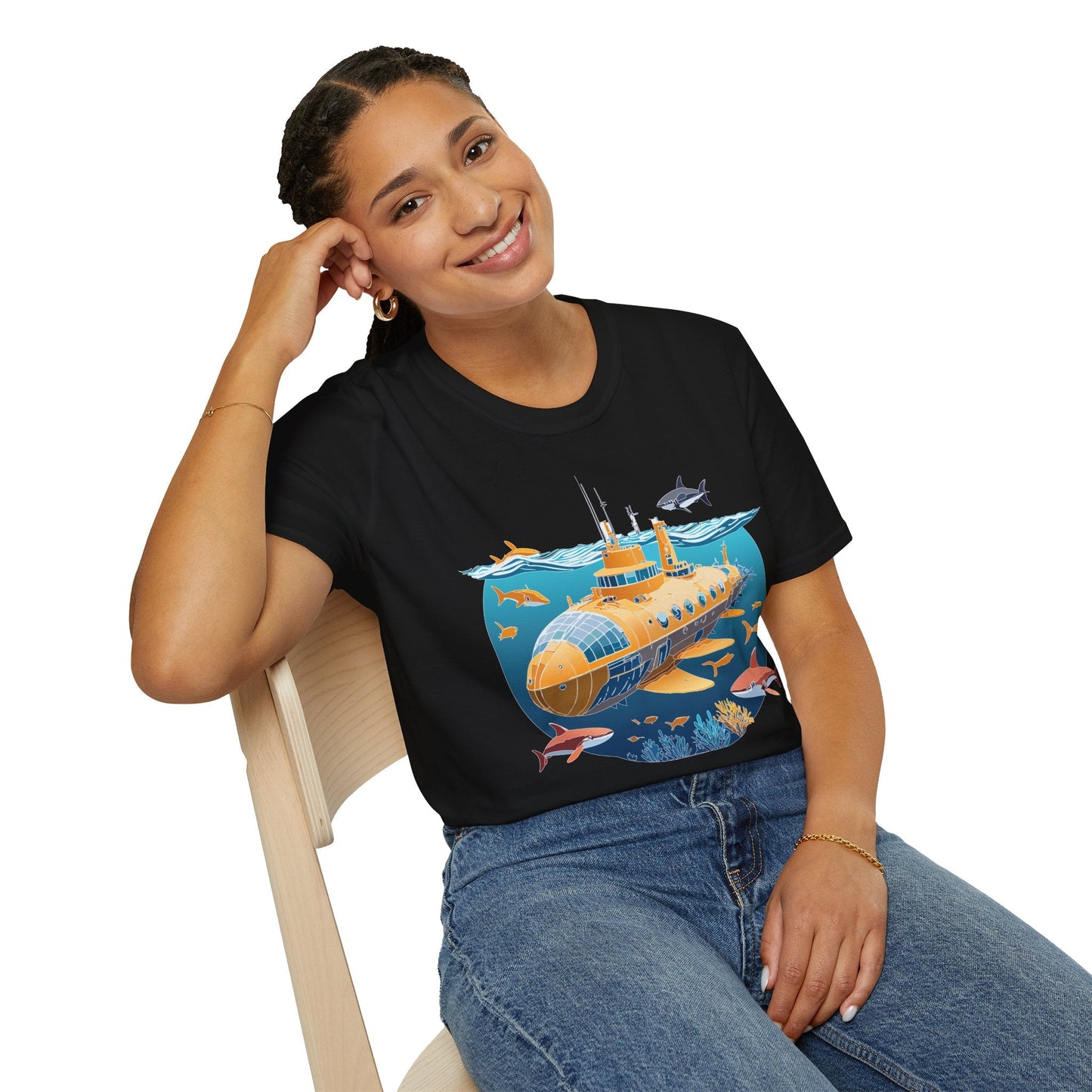 Ocean Themed Unisex Softstyle T Shirt 100 Percent Ring Spun Cotton U Boat Design Tee Everyday