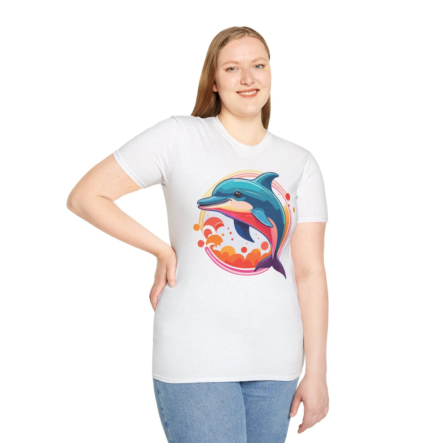 Dolphin Shirt Unisex Softstyle Tee Short Sleeve 100 Percent Ring Spun Cotton Gildan 64000