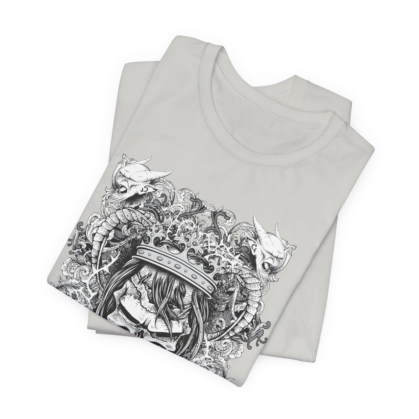Gothic Skull Illustration Graphic Unisex Cotton T-Shirt r13