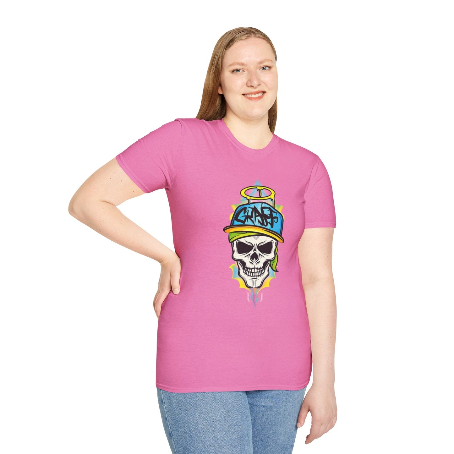 Unisex Skull Graphic Tee Shirt With Skeleton Design Softstyle 64000 100 Percent Ring Spun Cotton