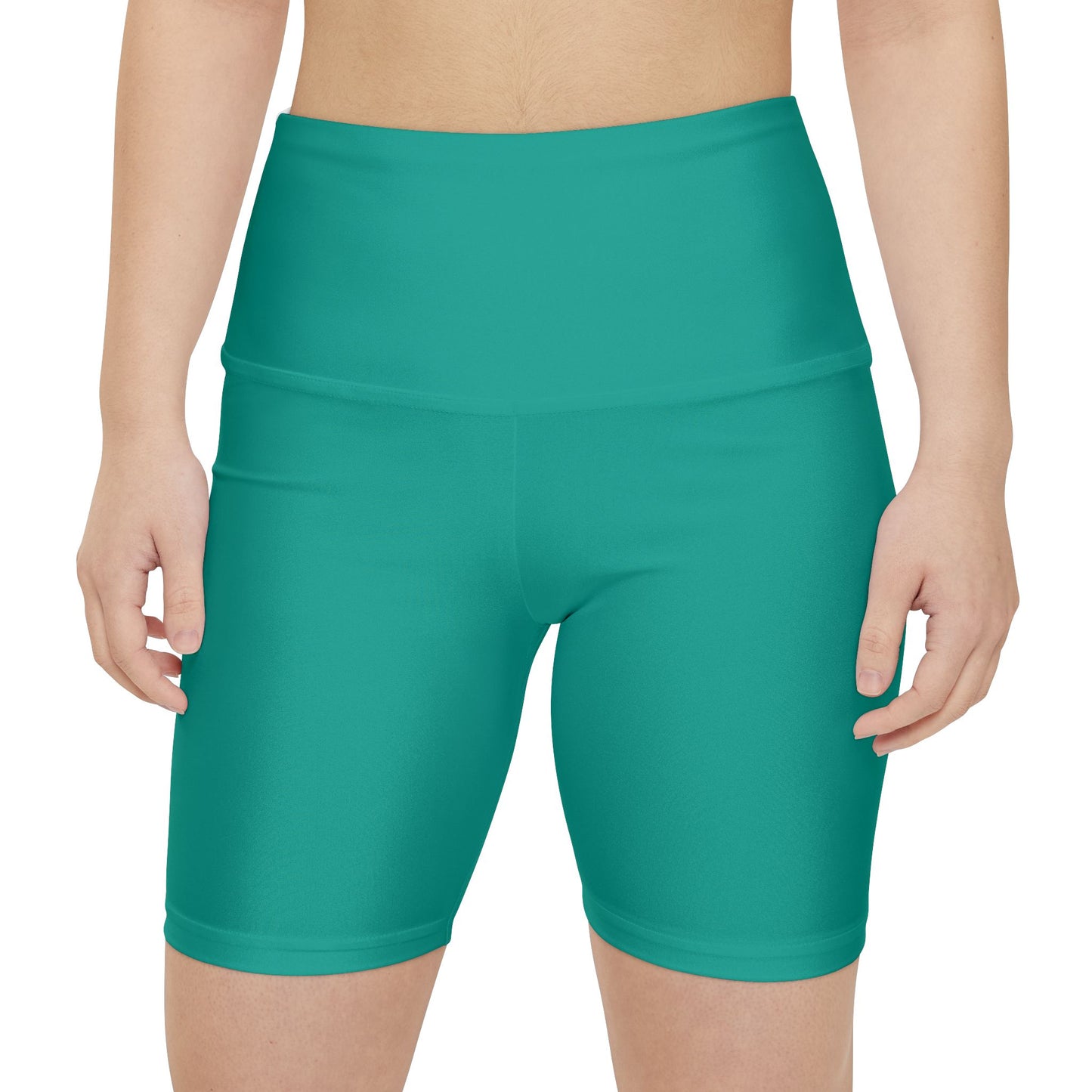 Verdigris Teal High-Waist Women’s Workout Shorts — Seamless Bike Shorts for Yoga & Gym