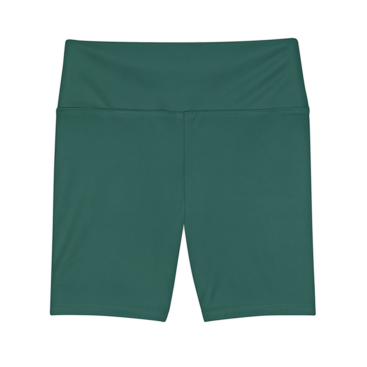 Dark Jungle Green High-Waist Workout Shorts — Women's Seamless AOP Active Biker Shorts