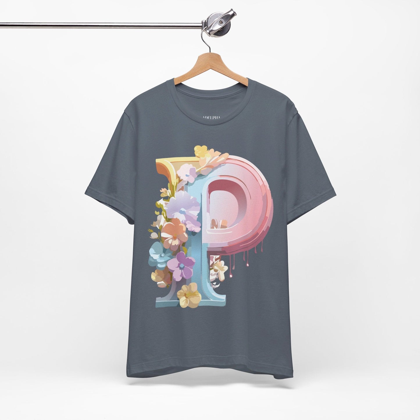 Letter P Shirt Graphic Tee Unisex Jersey Short Sleeve Adelpha Vintage Inspired Artwork