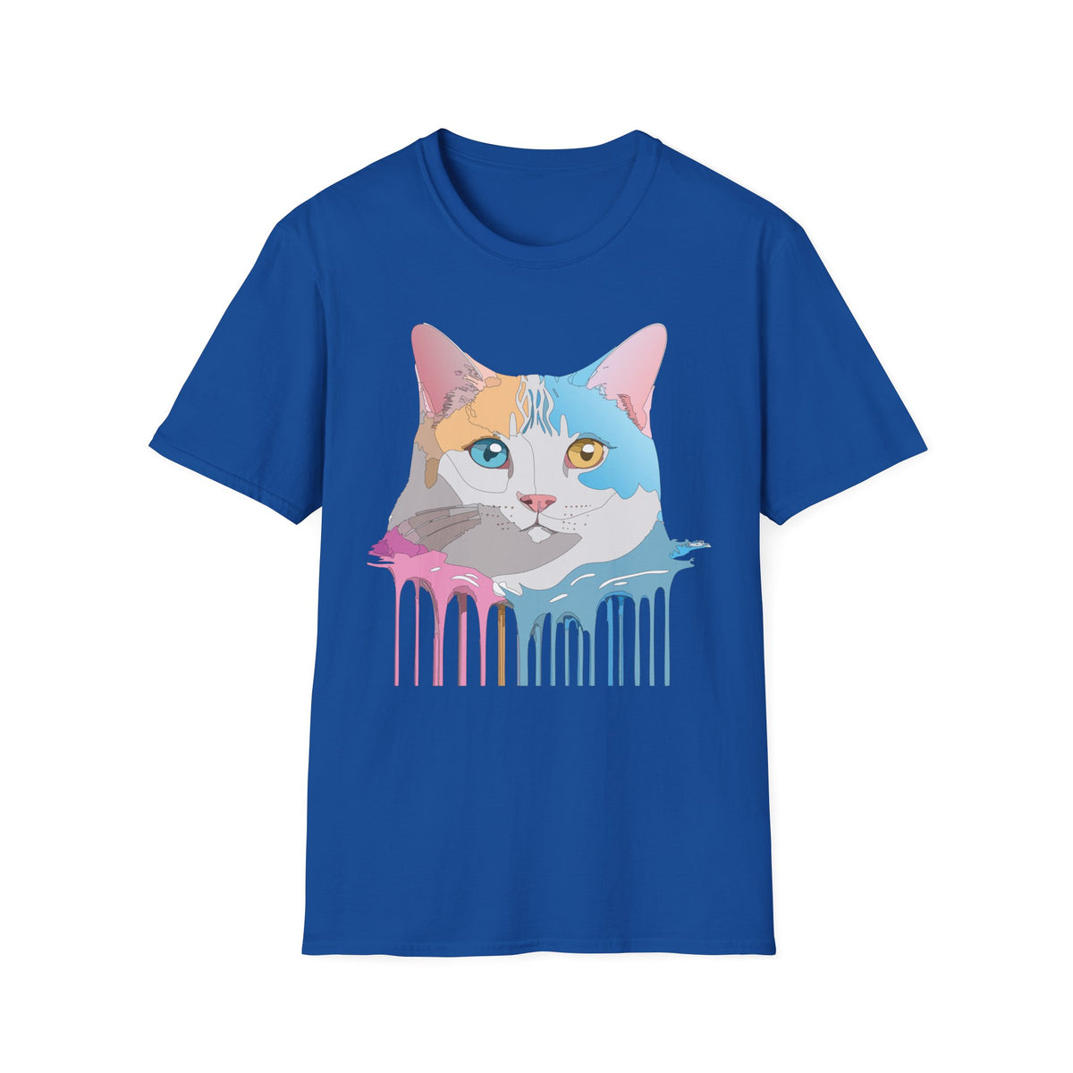 Colorful Dripping Cat Illustration T-Shirt | Calico Portrait Tee