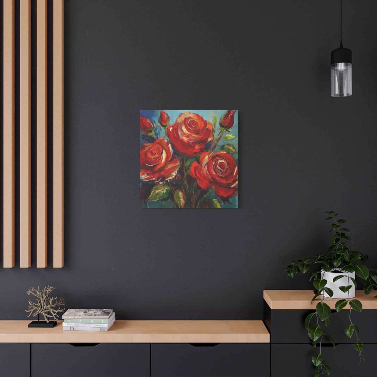 Red Roses Print Canvas, Roses Oil Paint Print 20x20, 24x24, 30x30, 32x32, 36x36, Floral Art Design Print Non-Frame MC-23