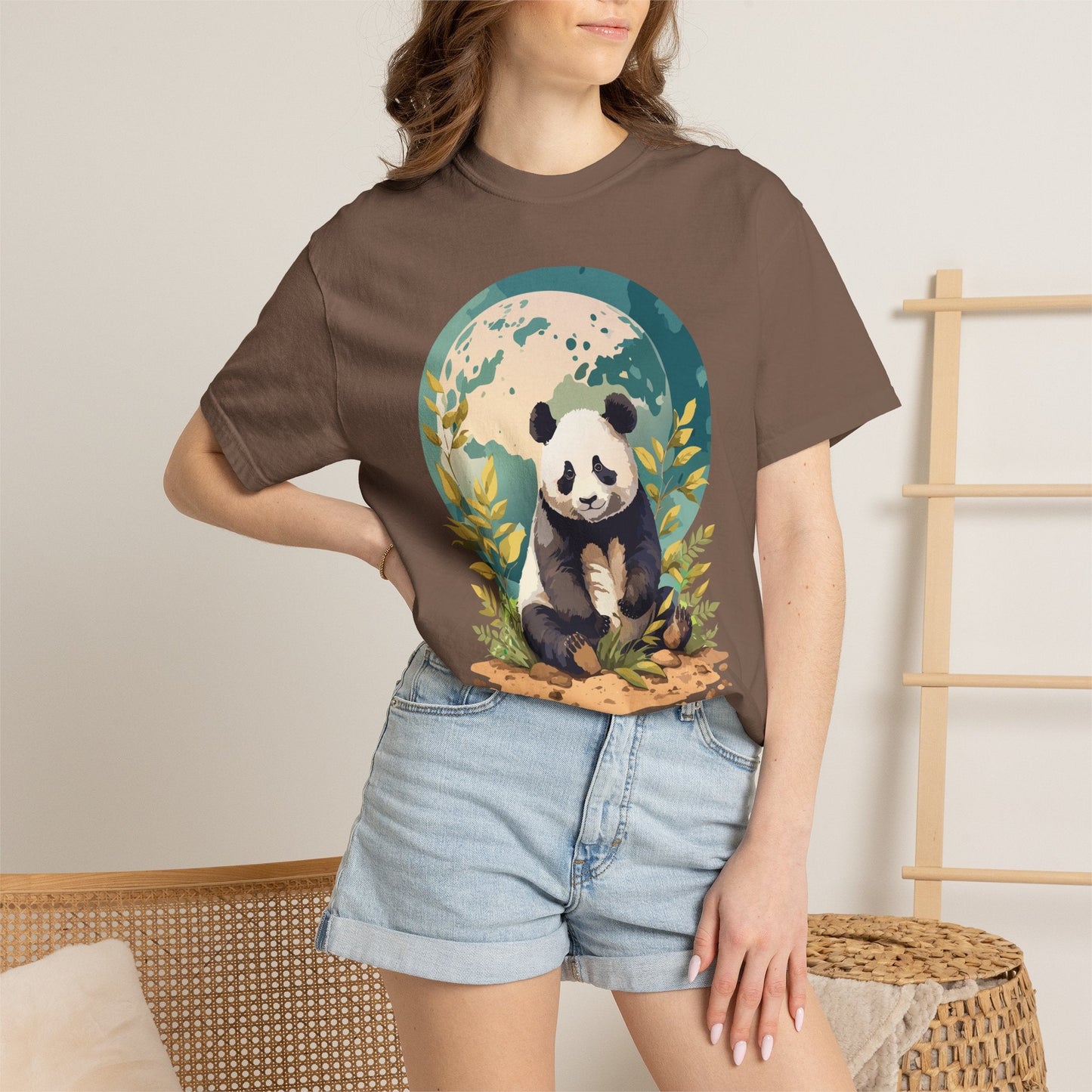 Panda Portrait Graphic T-Shirt Unisex Cotton Floral Animal Art Tee pp6
