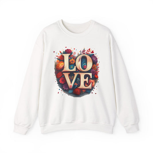 Floral Love Sweatshirt Unisex Valentines Day Gift Love Flower Crewneck Sweatshirt