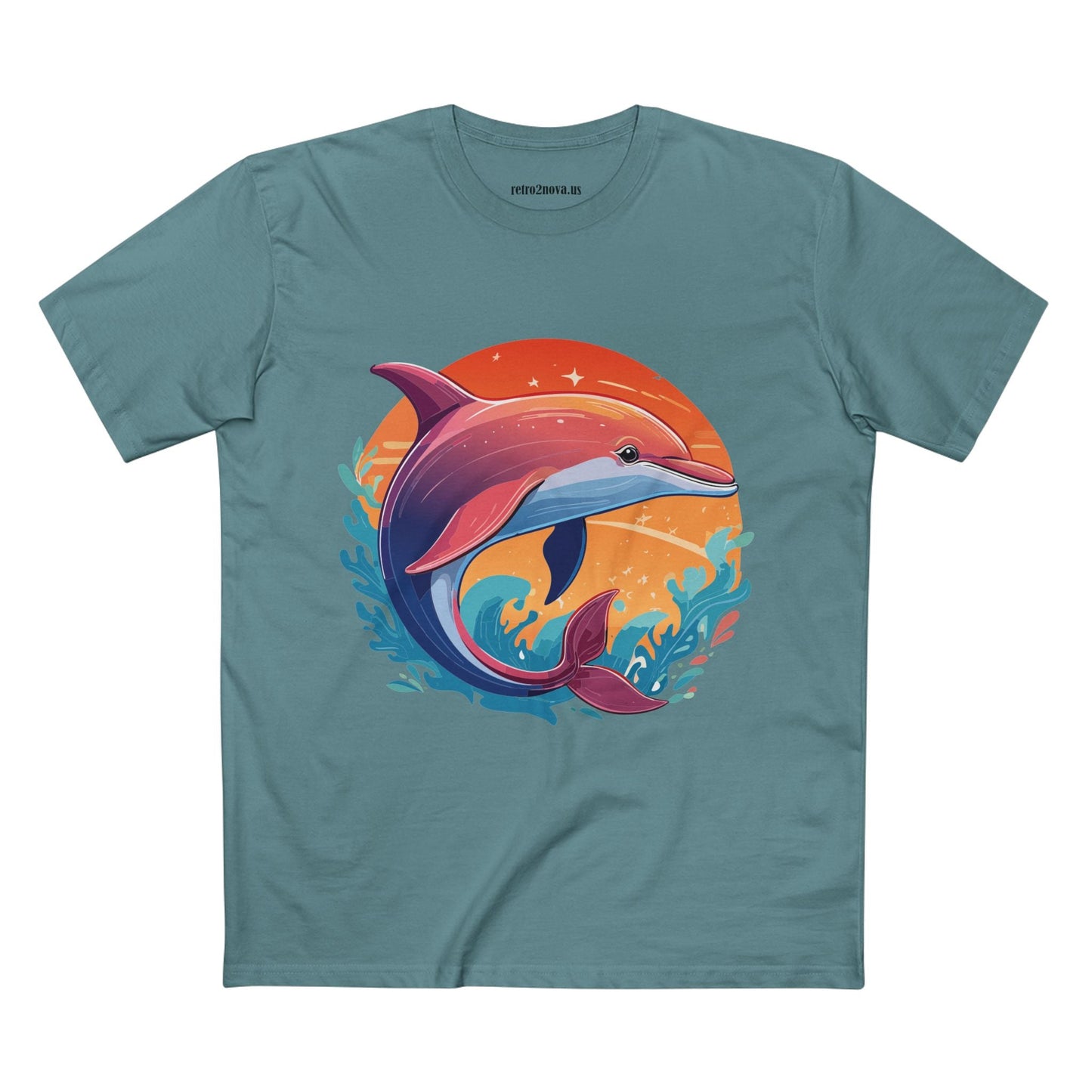 Dolphin Art Shirt for Men and Women Unisex Premium Cotton Tee Featuring Marine Life Illustration by Retro2Nova Collection