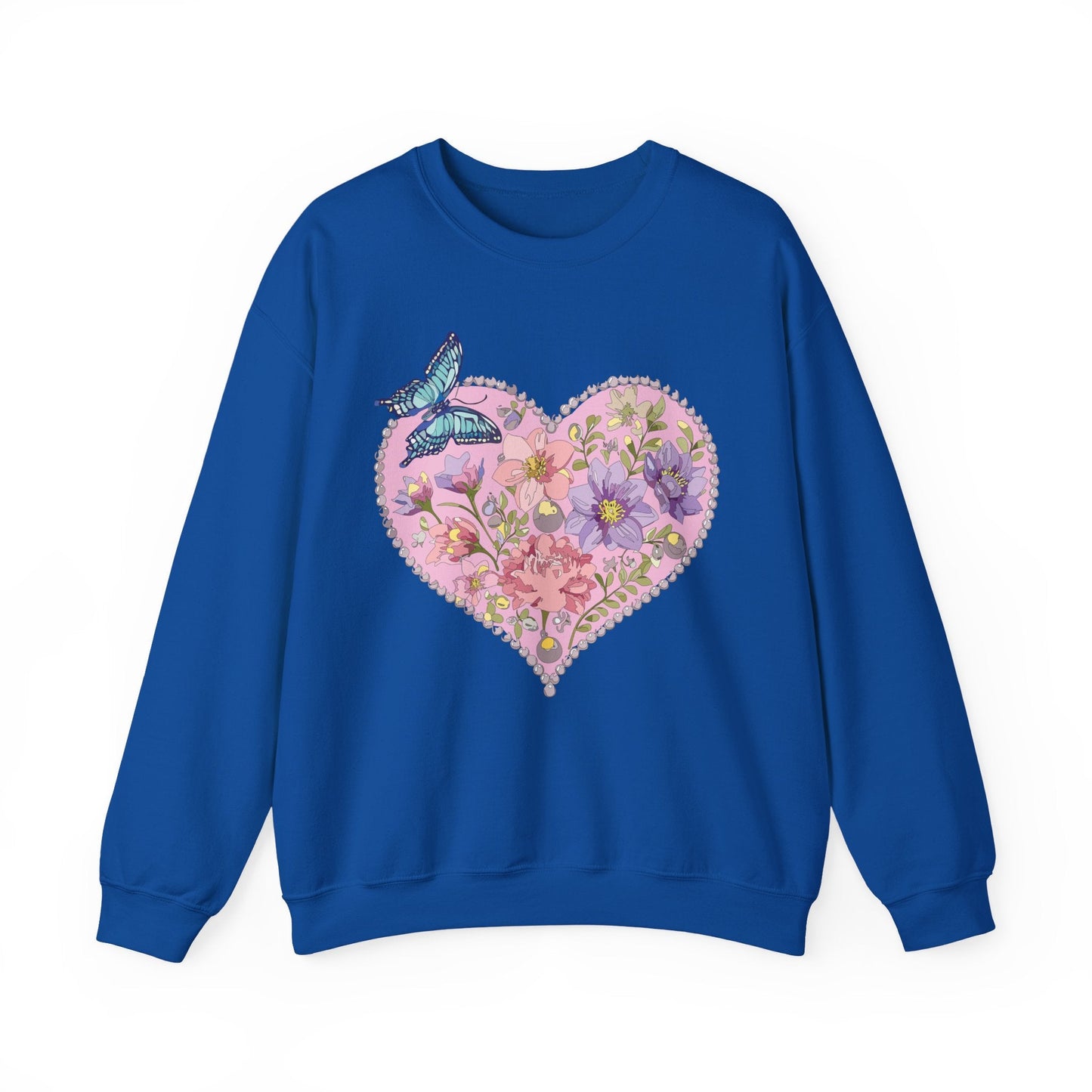 Floral Heart Sweatshirt Valentines Day Unisex Crewneck Cozy Comfort For Cold Weather