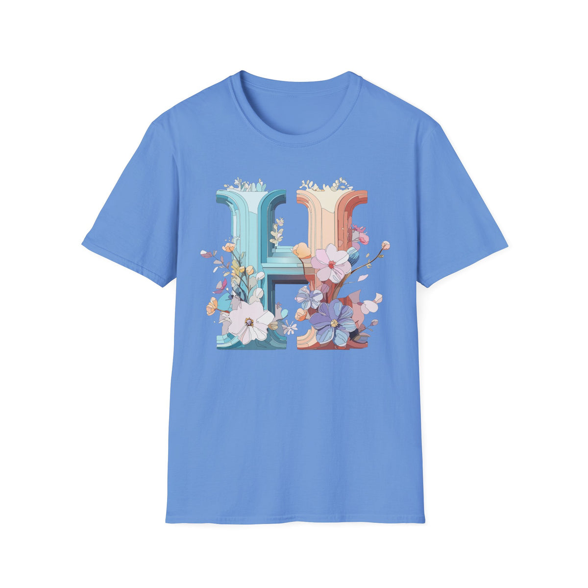 Floral Letter H T-Shirt | Botanical Monogram Tee