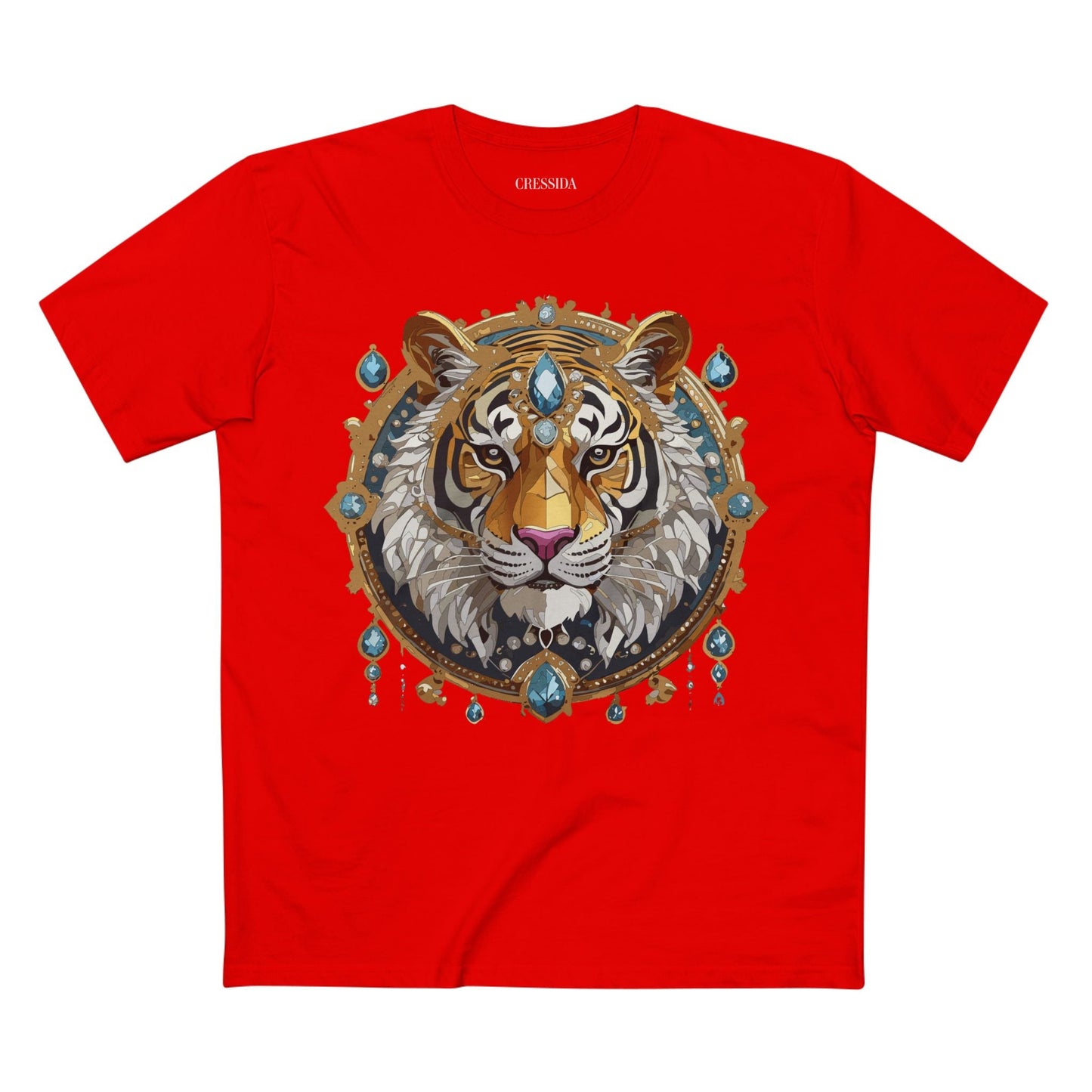 Tiger Graphic Unisex 100 Cotton Tee With Unique Animal Golden Medallion Art Design 51