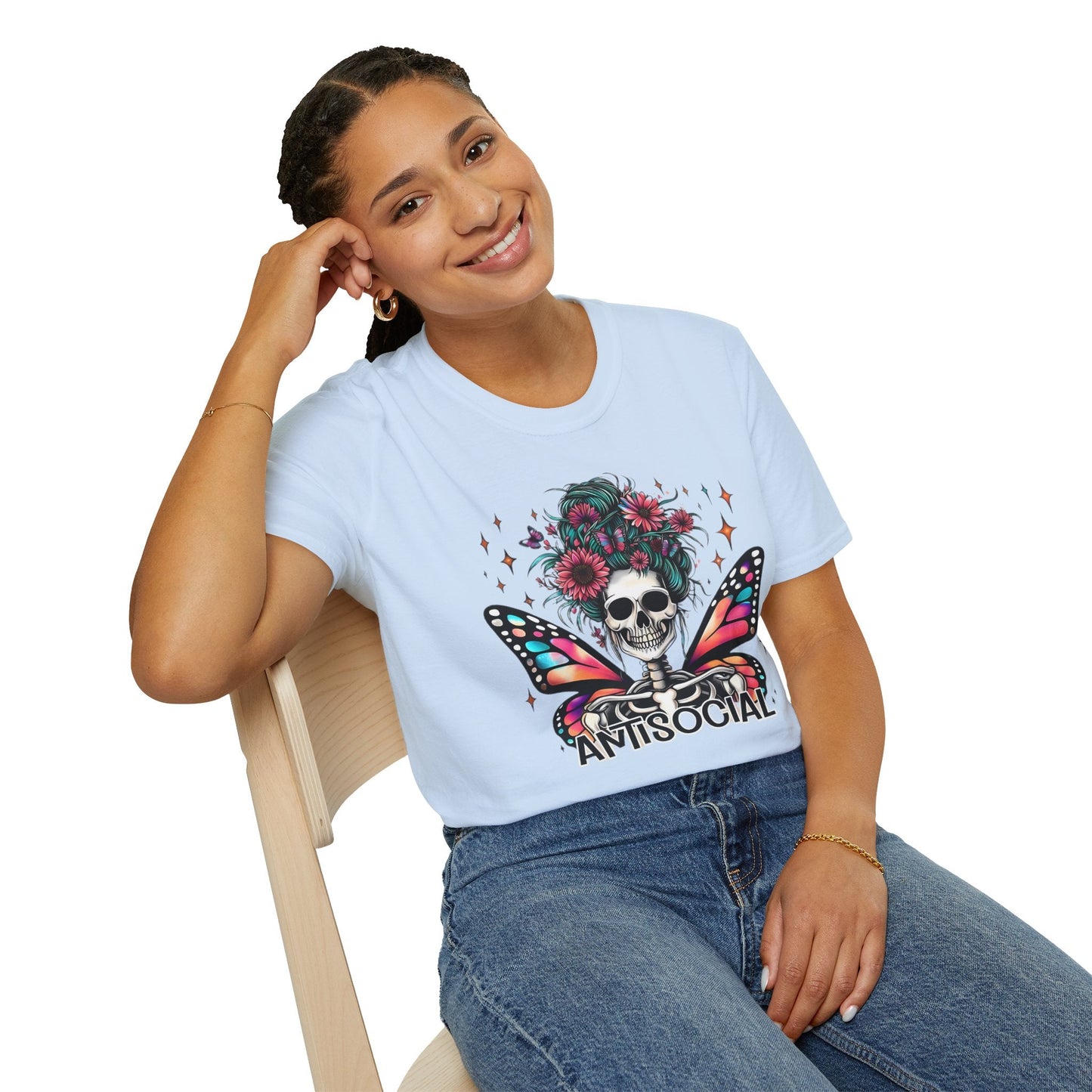 Unisex Skull Graphic Tee Shirt Short Sleeve Skeleton Gildan Softstyle 64000 100 Ring Spun Cotton