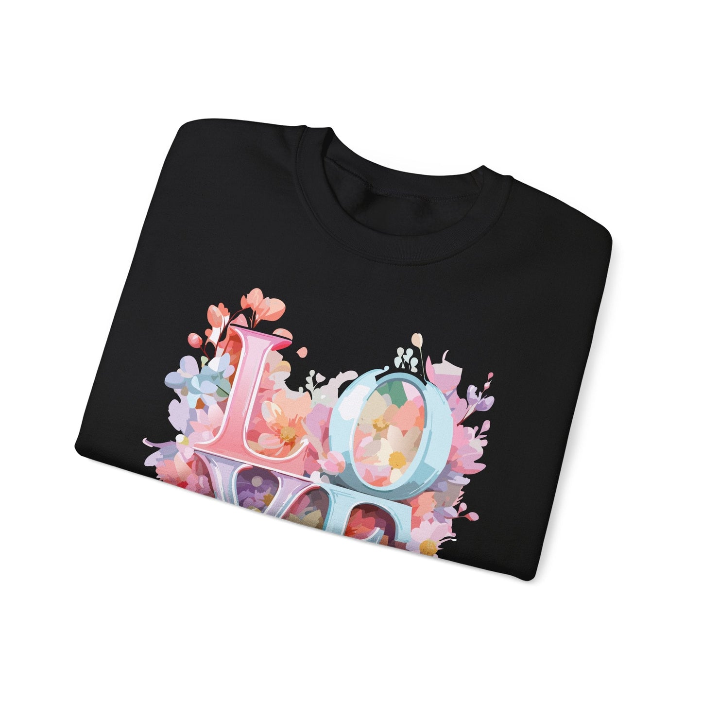 Floral Love Sweatshirt Unisex Valentines Day Crewneck Gildan 18000 50 Cotton 50 Polyester