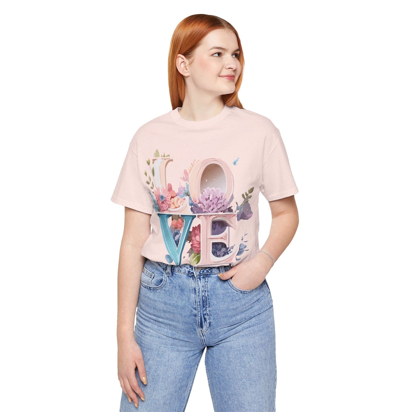Valentine Day Graphic Unisex 100 Cotton Vintage Artwork with Love and Flower Design Tee 43