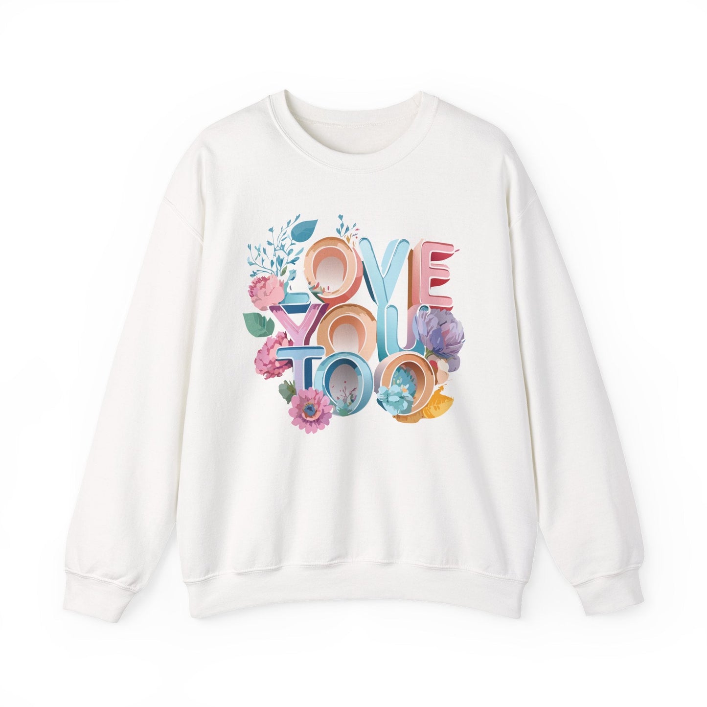 Floral Love Sweatshirt Valentines Day Unisex Crewneck Gildan 18000 Heavy Blend Warm