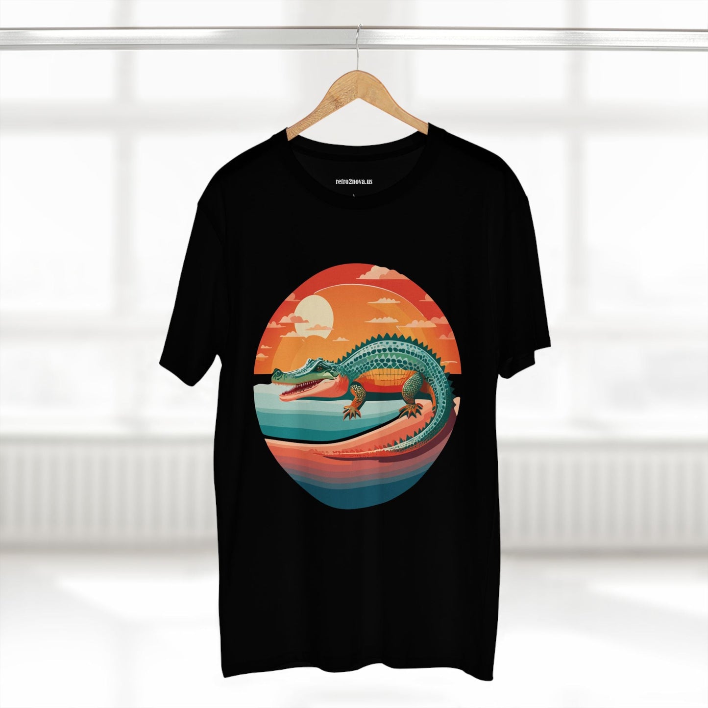 Unisex Crocodile Animal Shirt With Original Art Design Retro2Nova Premium Cotton Staple Tee For Everyday Comfort
