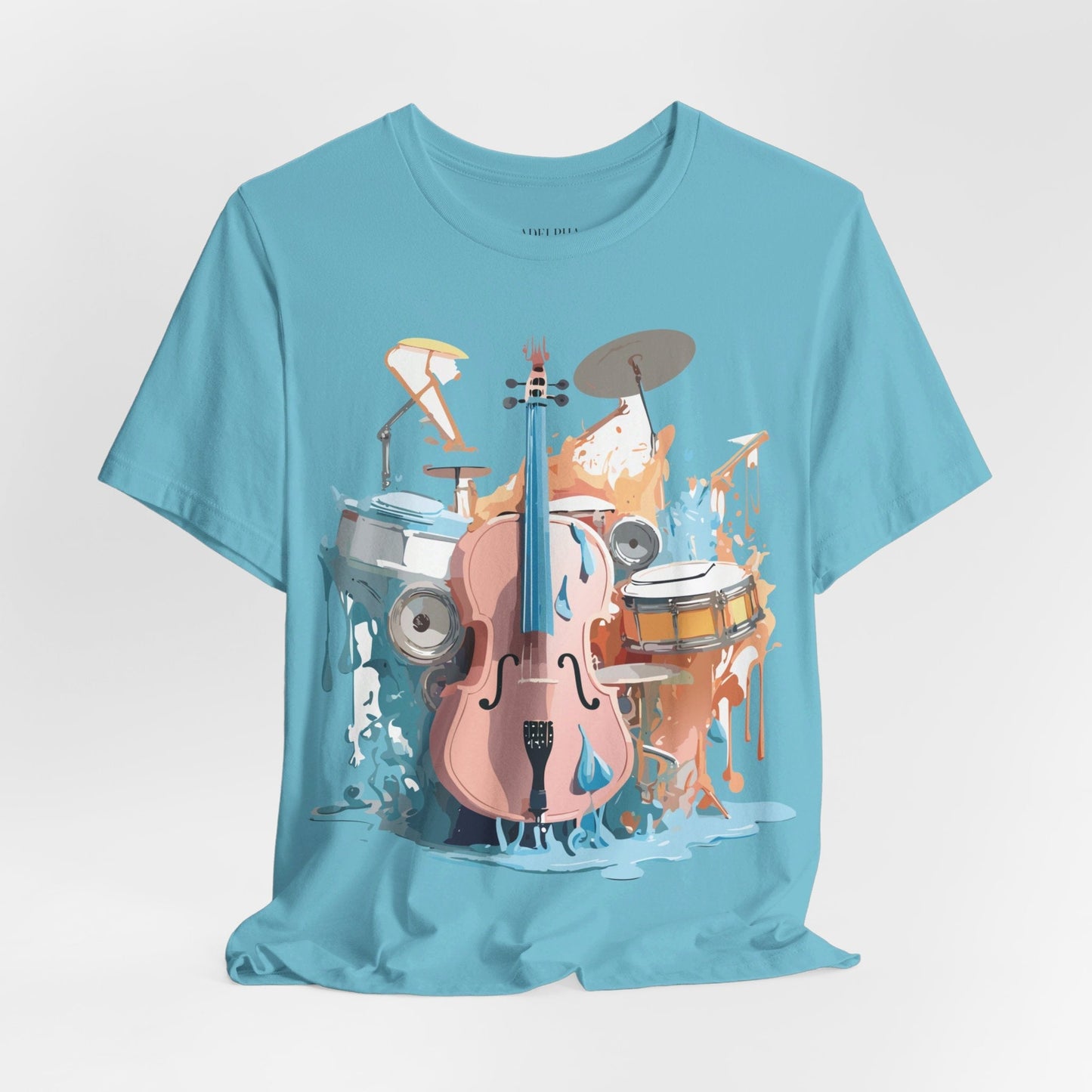 Music Graphic Unisex 100 Cotton Vintage Art with Musical Elements Tee 74