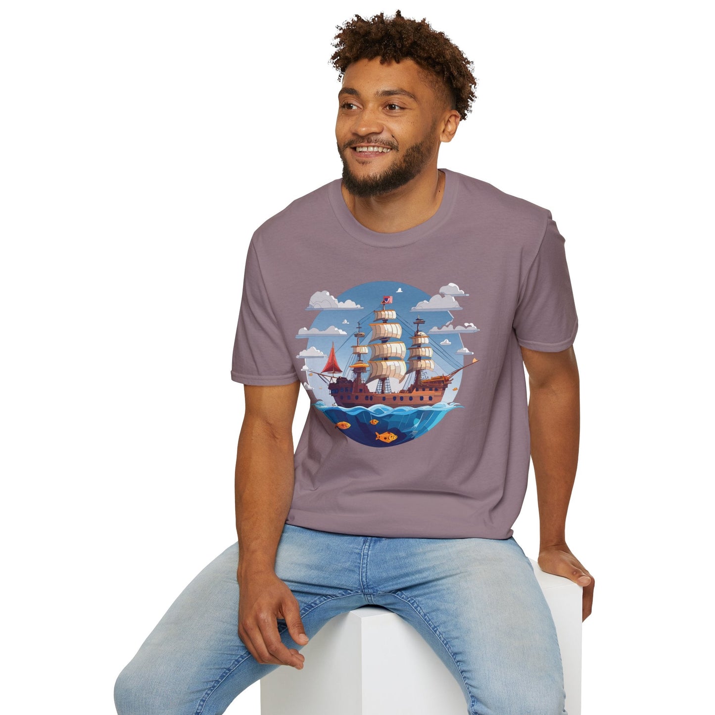 Ship T Shirts Frigate T Shirts Vessel Tee Shirt Unisex Softstyle Cotton Tee Gildan 64000