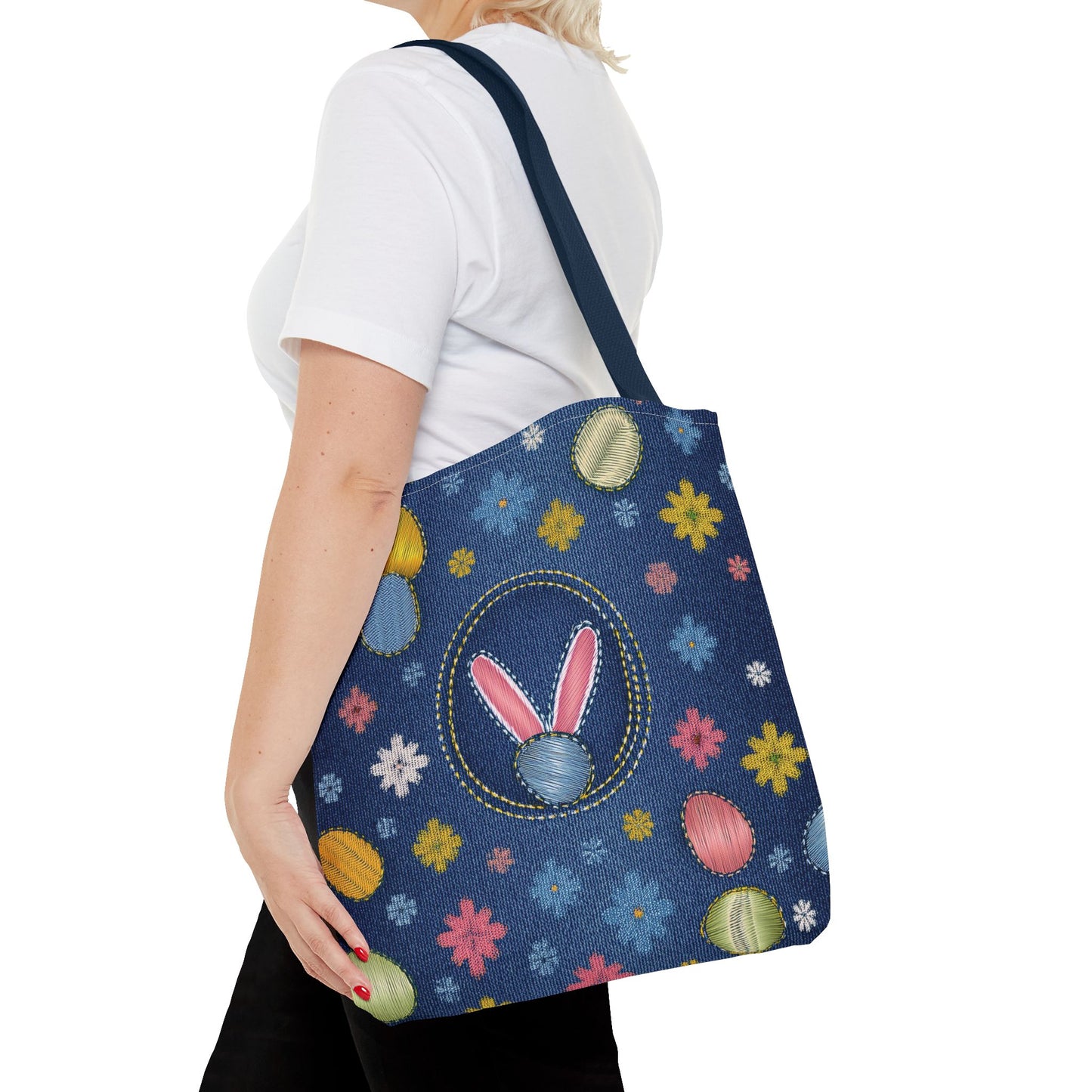Easter Graphic Design Denim Fabric Imitation Print Unisex Canvas Bag Poly Spun 3 Sizes Tote Bag 204-10