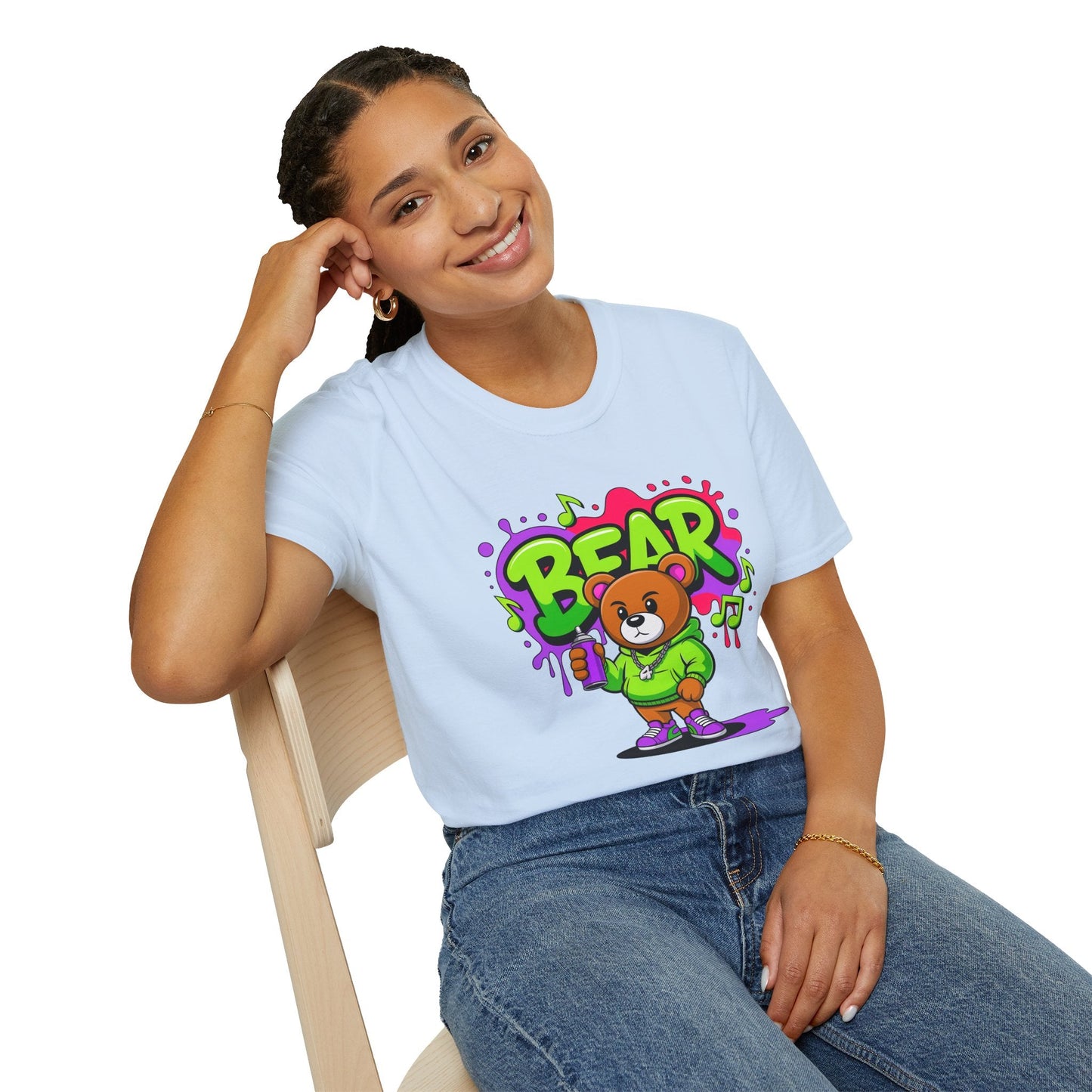 Cartoon T Shirt With Animation Funny Animals Tee Gildan Softstyle 64000 100 Percent Ring Spun Cotton
