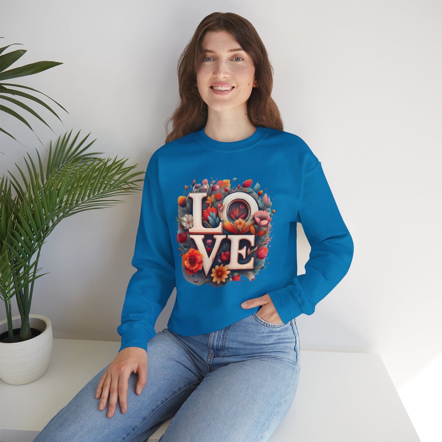 Floral Love Valentines Day Sweatshirt Unisex Crewneck Love Flower Gift Idea Cozy Everyday Wear