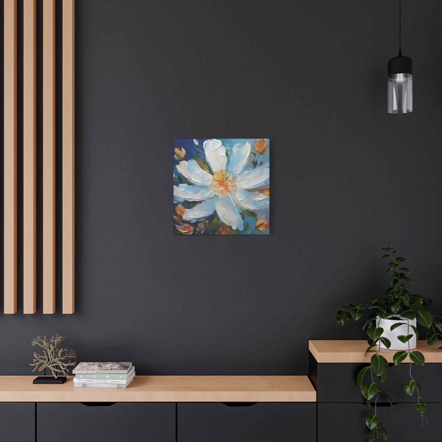 White Flower Print Canvas, White Flower Oil Paint Print 20x20, 24x24, 30x30, 32x32, 36x36, Art Design Print Non-Frame MC-4