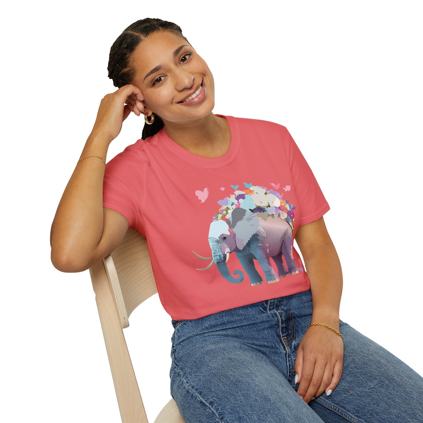 Elephant Graphic T Shirt Unisex Cotton Softstyle Tee Gildan 64000 Elephant Design For Animal Lovers