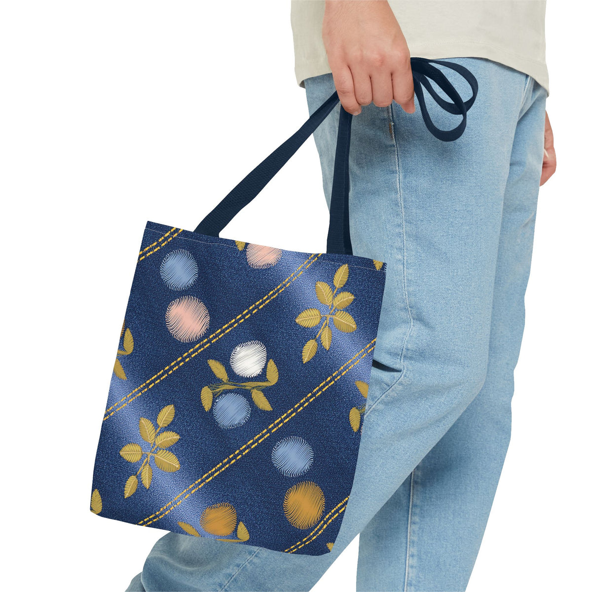 Denim Fabric Imitation Print Unisex Canvas Bag Poly Spun 3 Sizes Tote Bag 122