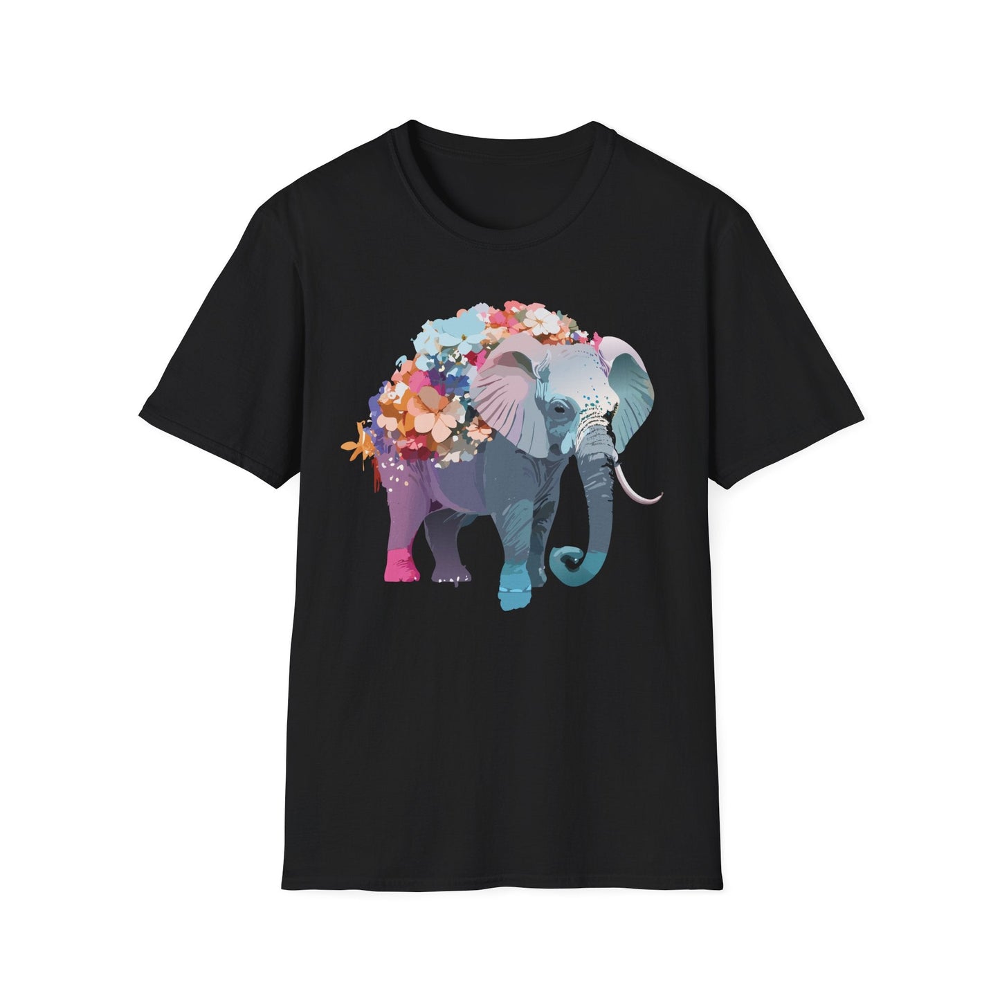 Elephant T Shirt Unisex Softstyle Tee 100 Percent Ring Spun Cotton Animal Design