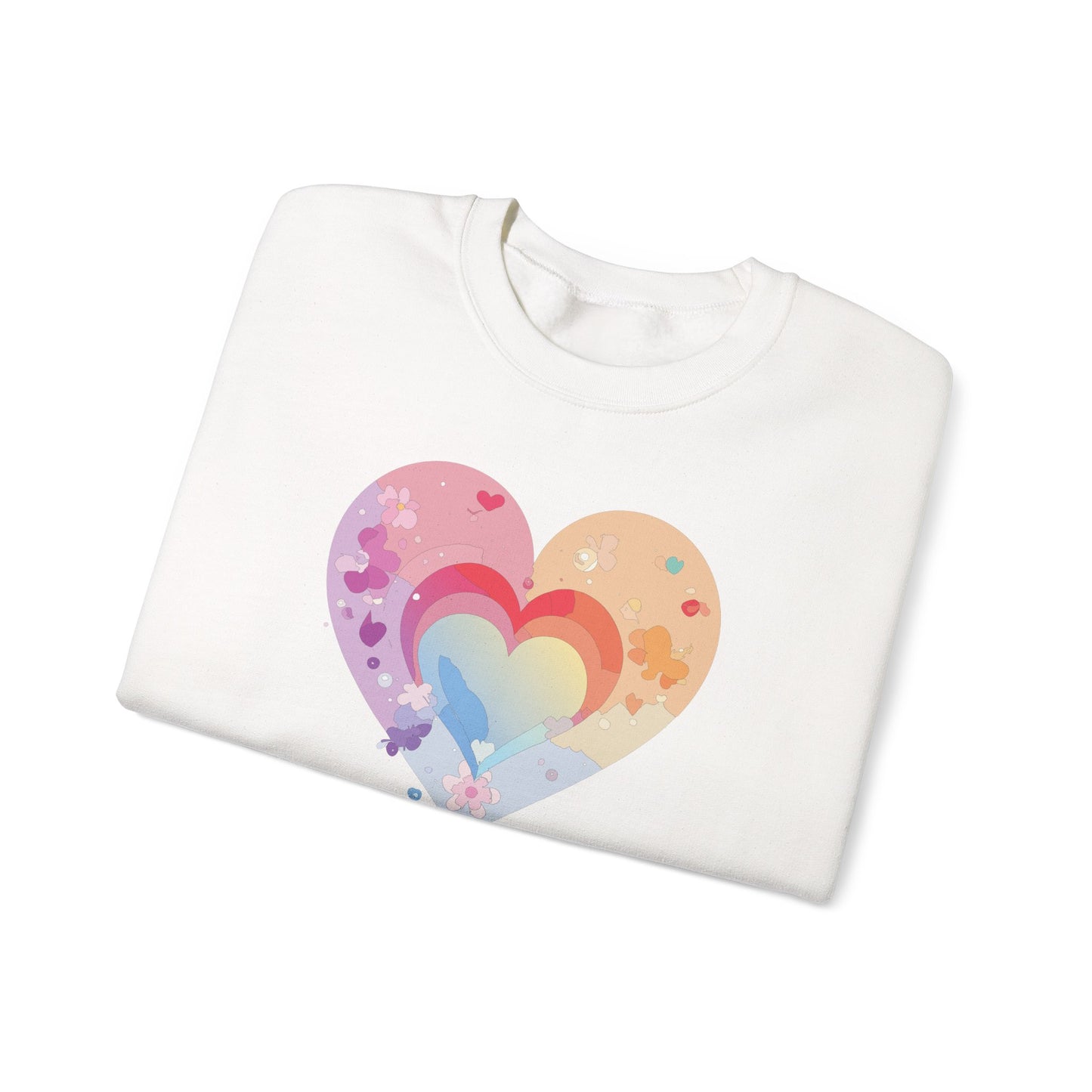 Rainbow Heart Sweatshirt, Floral Heart Sweatshirt, Floral Love Sweatshirt, Valentine's Day Sweatshirt, Rainbow Heart Floral Sweatshirt 114