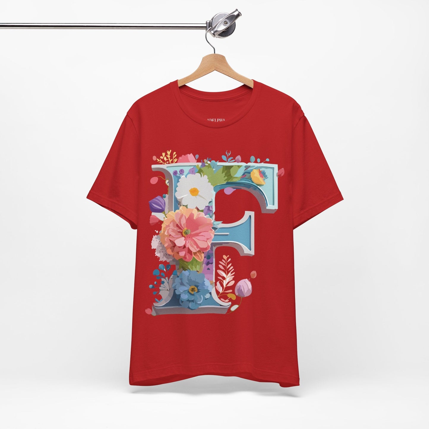 Letter F Shirt Graphic Tee Unisex Adelpha Vintage Inspired Art Design Short Sleeve