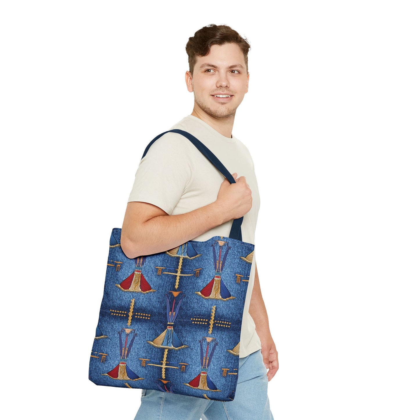 Denim Fabric Imitation Print Unisex Canvas Bag Poly Spun 3 Sizes Tote Bag 188