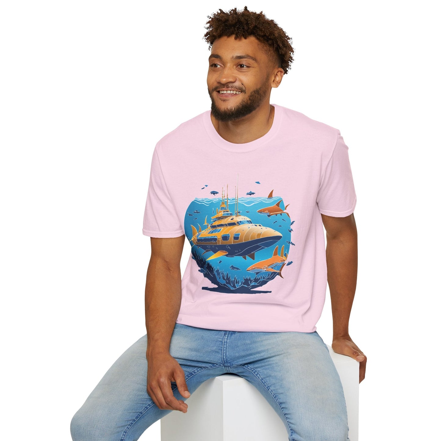 Ocean T Shirt Unisex Gildan Softstyle 64000 100 Percent Cotton Ring Spun U Boat Design Graphic