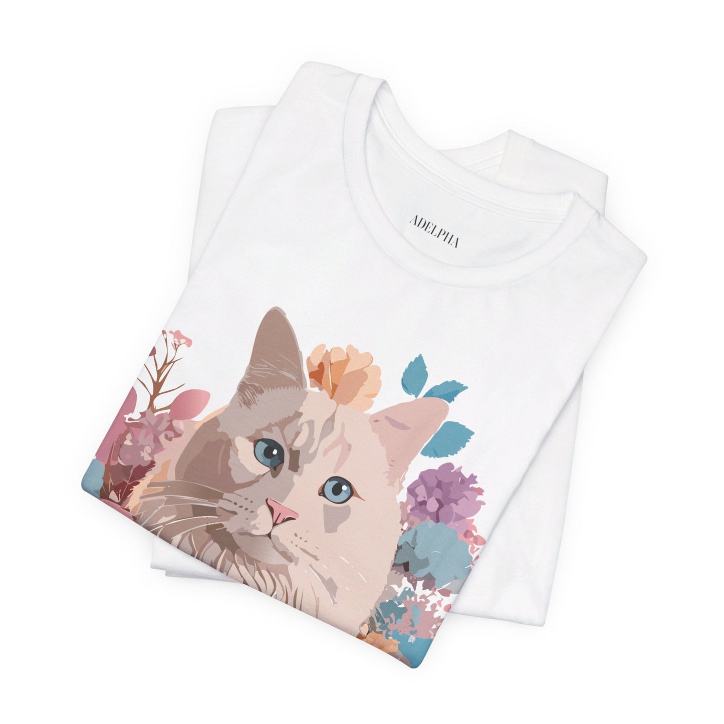 Cat Graphic Tee Unisex Short Sleeve Shirt With Vintage Art Adelpha