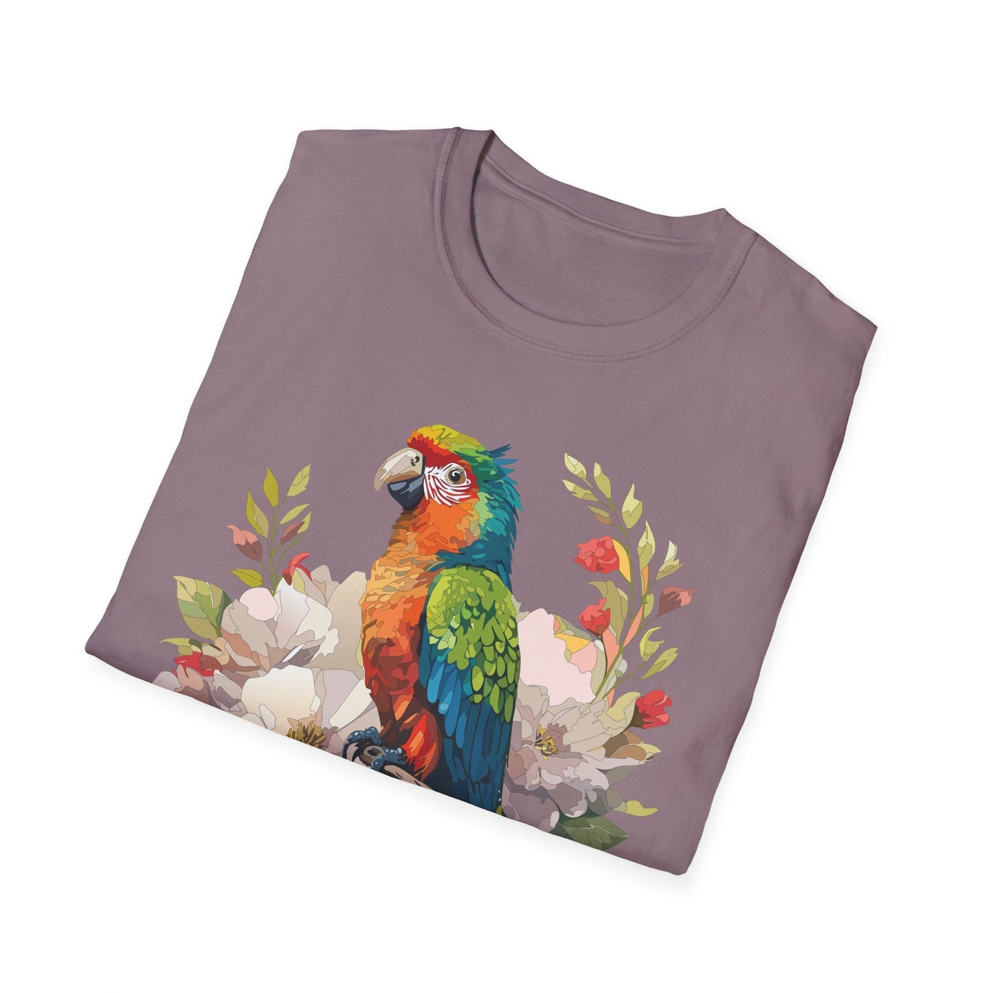 Floral Bird T Shirt Unisex Softstyle Gildan 64000 Graphic Tee With Animal Design