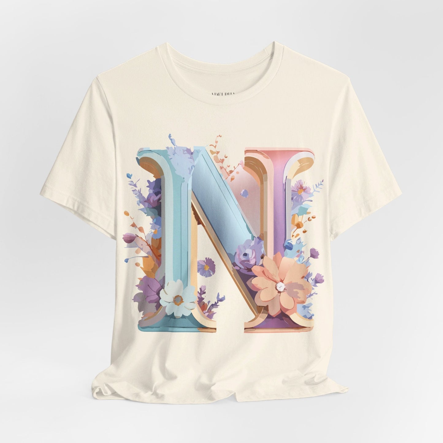 Letter N Unisex Graphic Tee  Vintage Inspired Artwork Short Sleeve Cotton