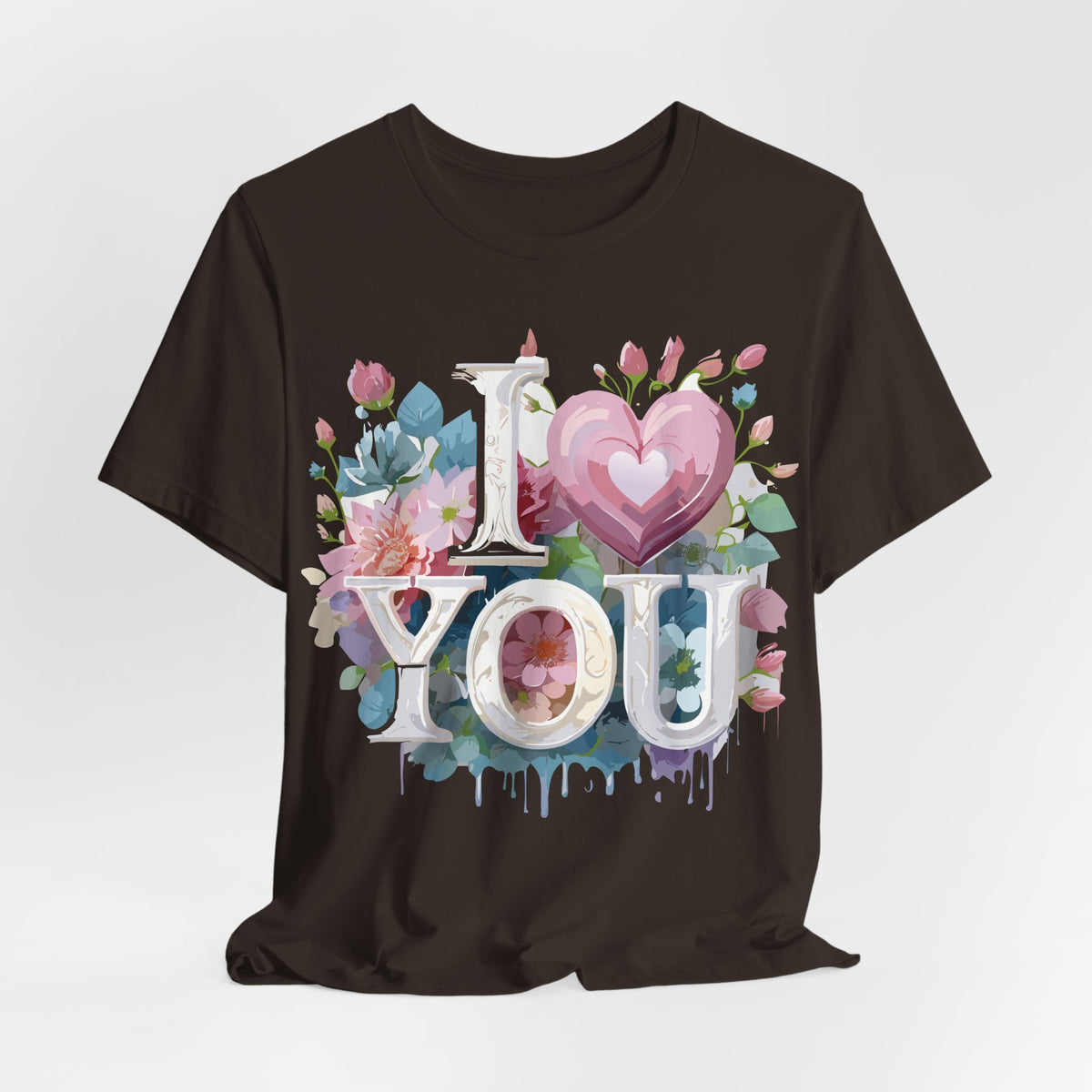 Valentine's Day Graphic Unisex Cotton Bella+Canvas Tee with Floral Art Design d126