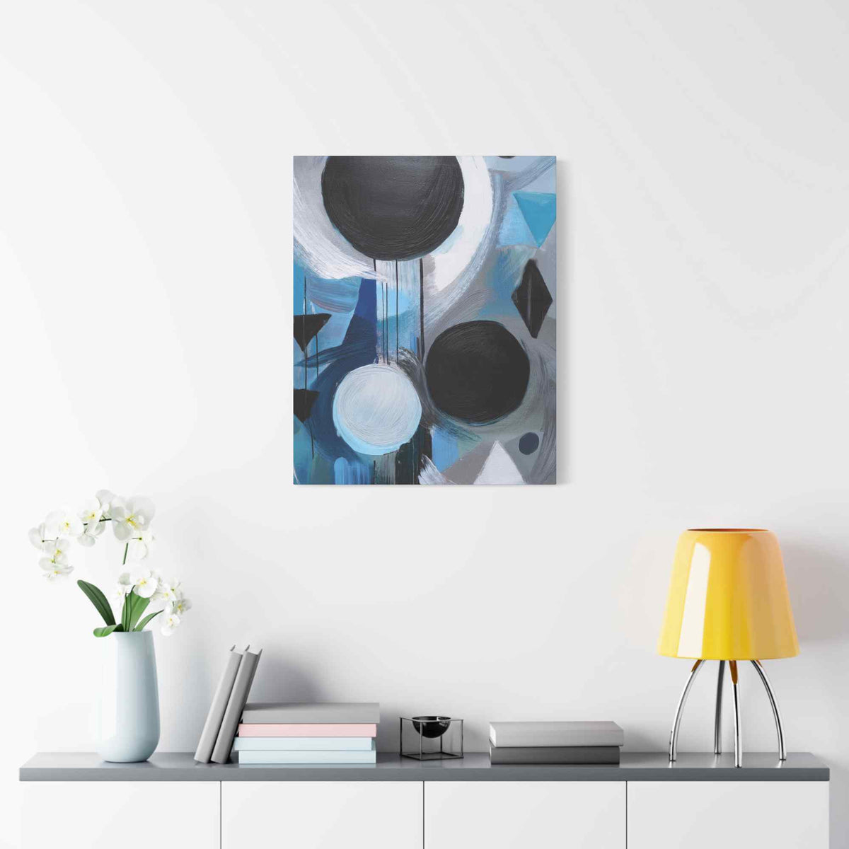 Blue Abstract Painting Print Canvas 20x24,20x30,24x30, 24x32,24x36,30x40, 32x48,36x48,40x60 Pine-Wood Inner Frame ABS-30
