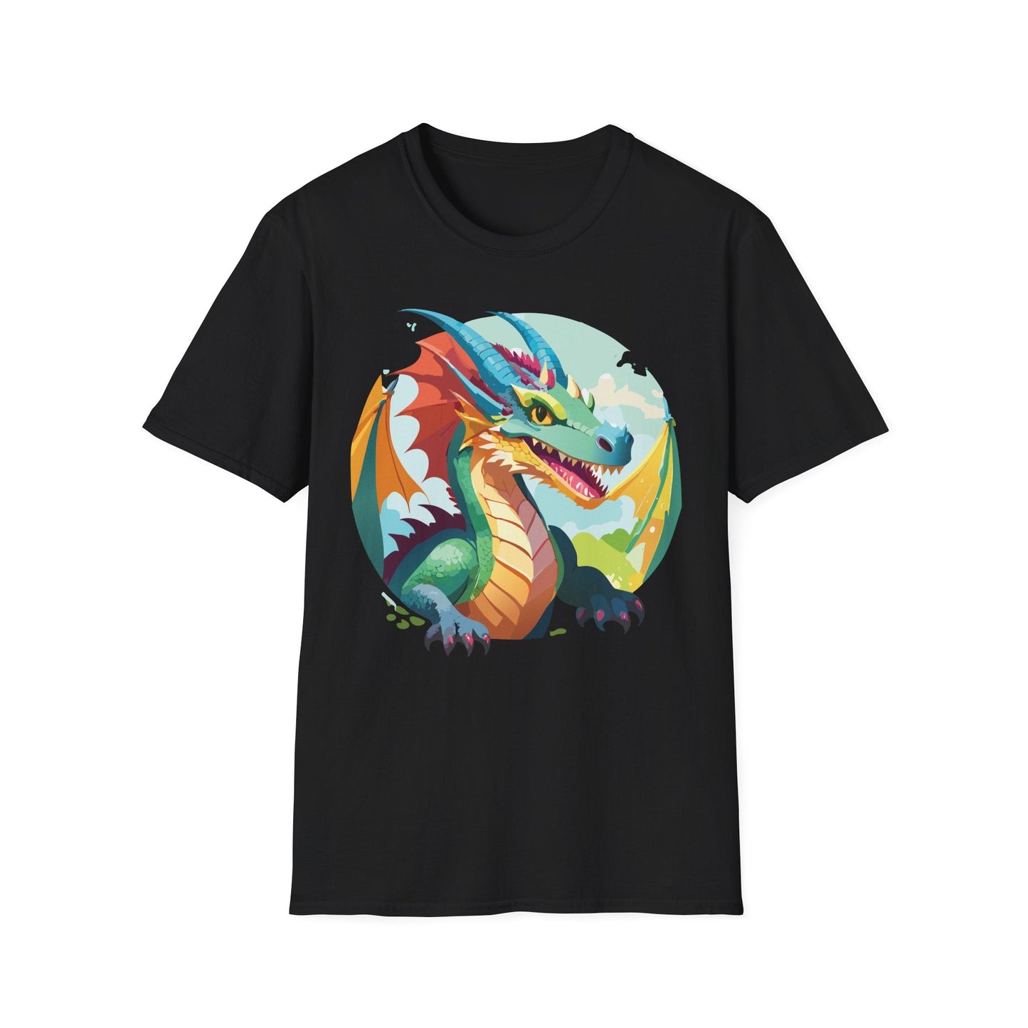 Unisex Dragon Graphic Tee By Gildan Softstyle 64000 Short Sleeve Cotton Tee Art Design