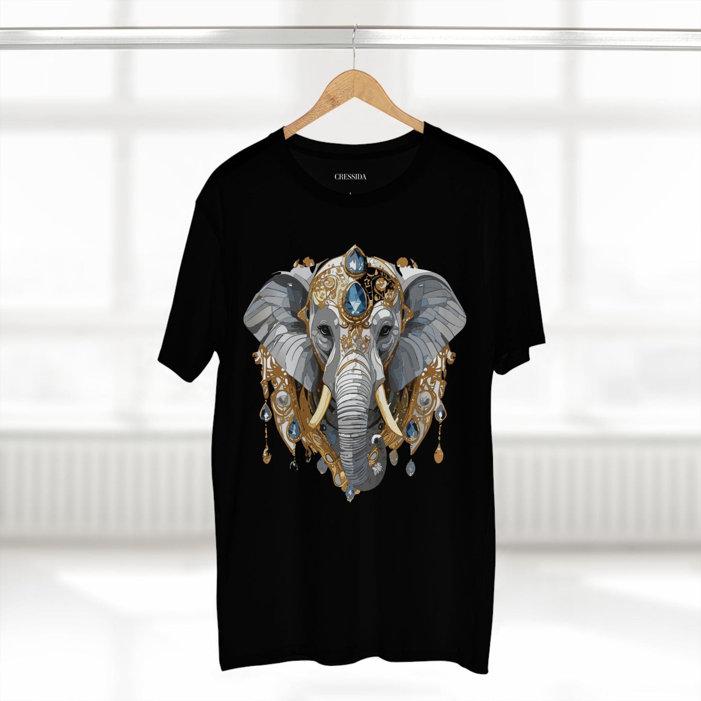 Elephant Graphic Unisex 100 Cotton Tee With Unique Animal Golden Medallion Art Design 37