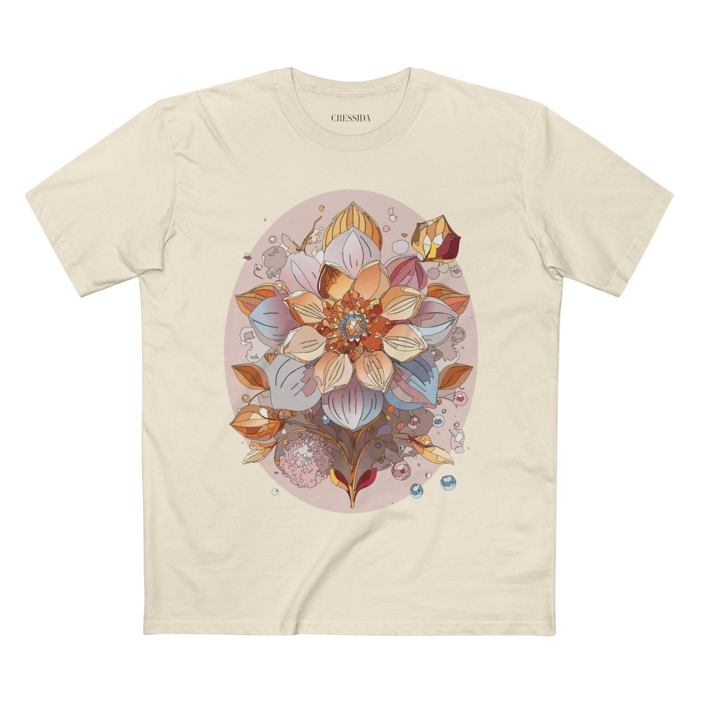 Floral Graphic T-Shirt Unisex 100 Cotton Art Design with Antique Flowers Tee 24