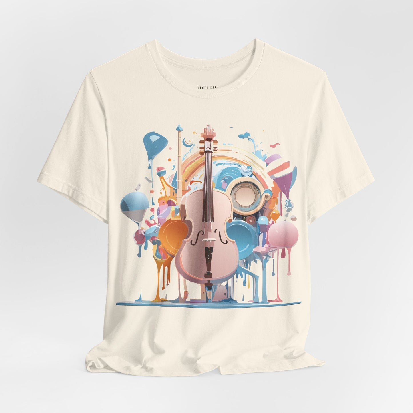 Music Graphic Unisex 100 Cotton Vintage Art with Musical Elements Tee 80