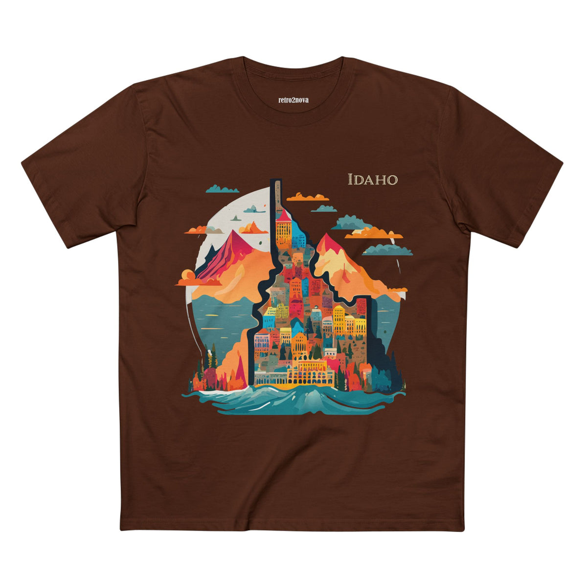 Idaho Mountain Cityscape T-Shirt | State Travel Graphic Tee