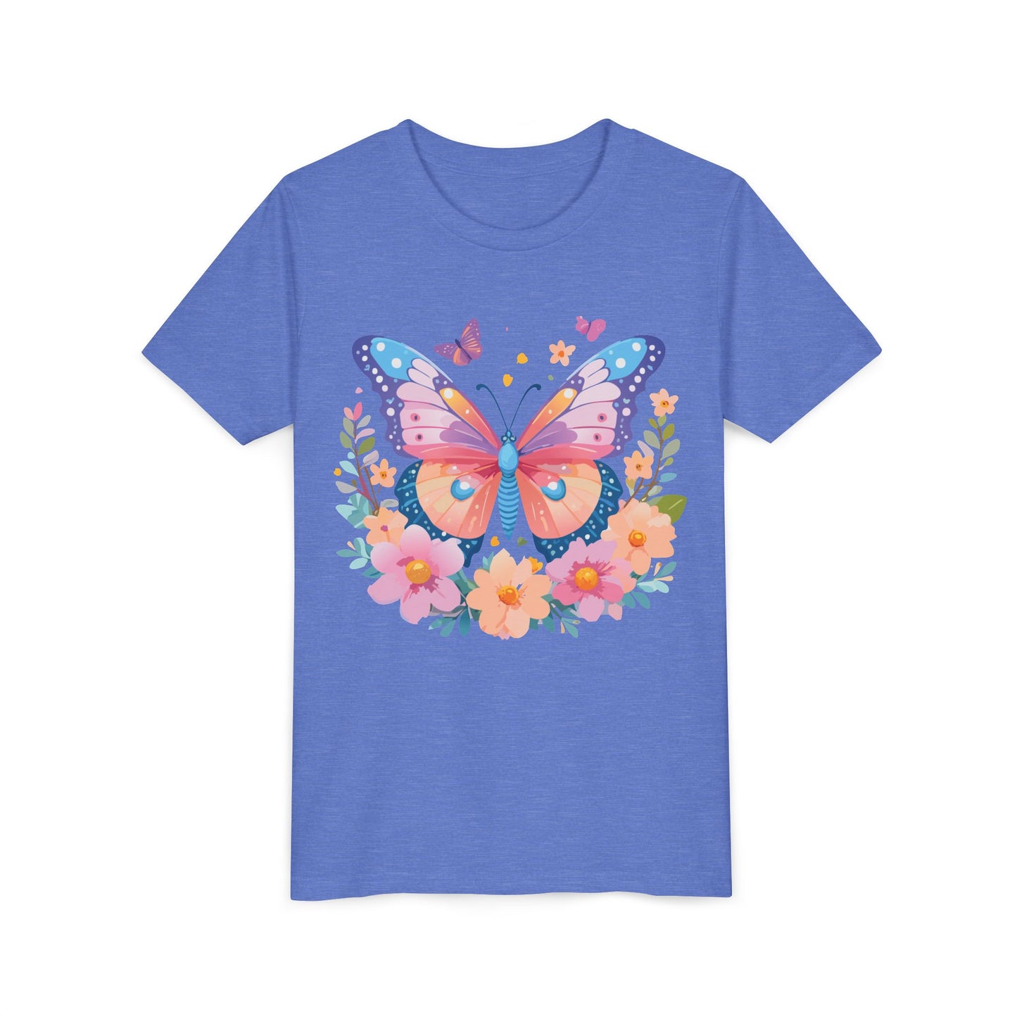 Butterfly Blossom Youth Tee - Colorful Short Sleeve T-Shirt for Spring Celebrations (9-14)