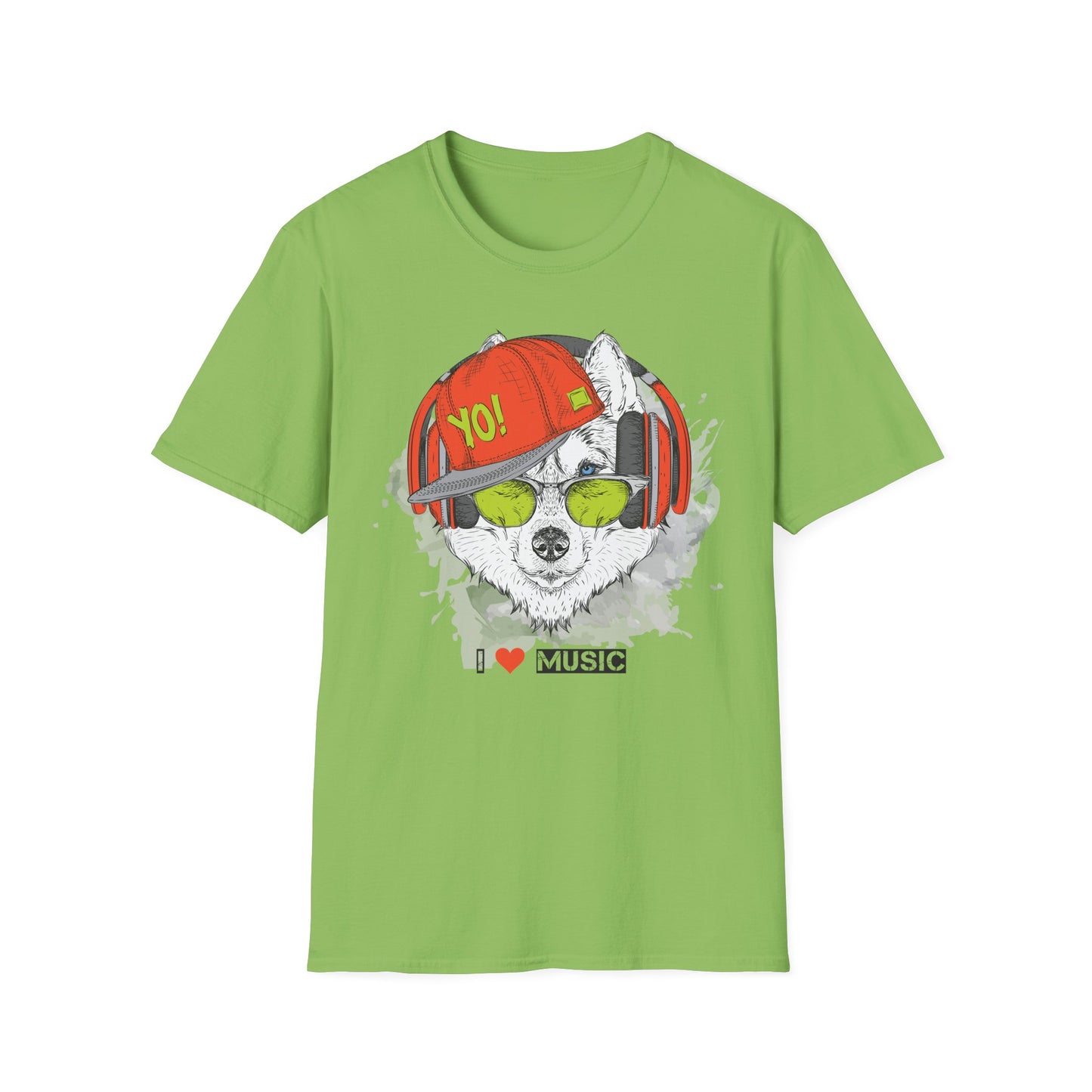 Music-Loving Wolf Graphic T-Shirt Unisex Cotton Short Sleeves I Music Streetwear Tee