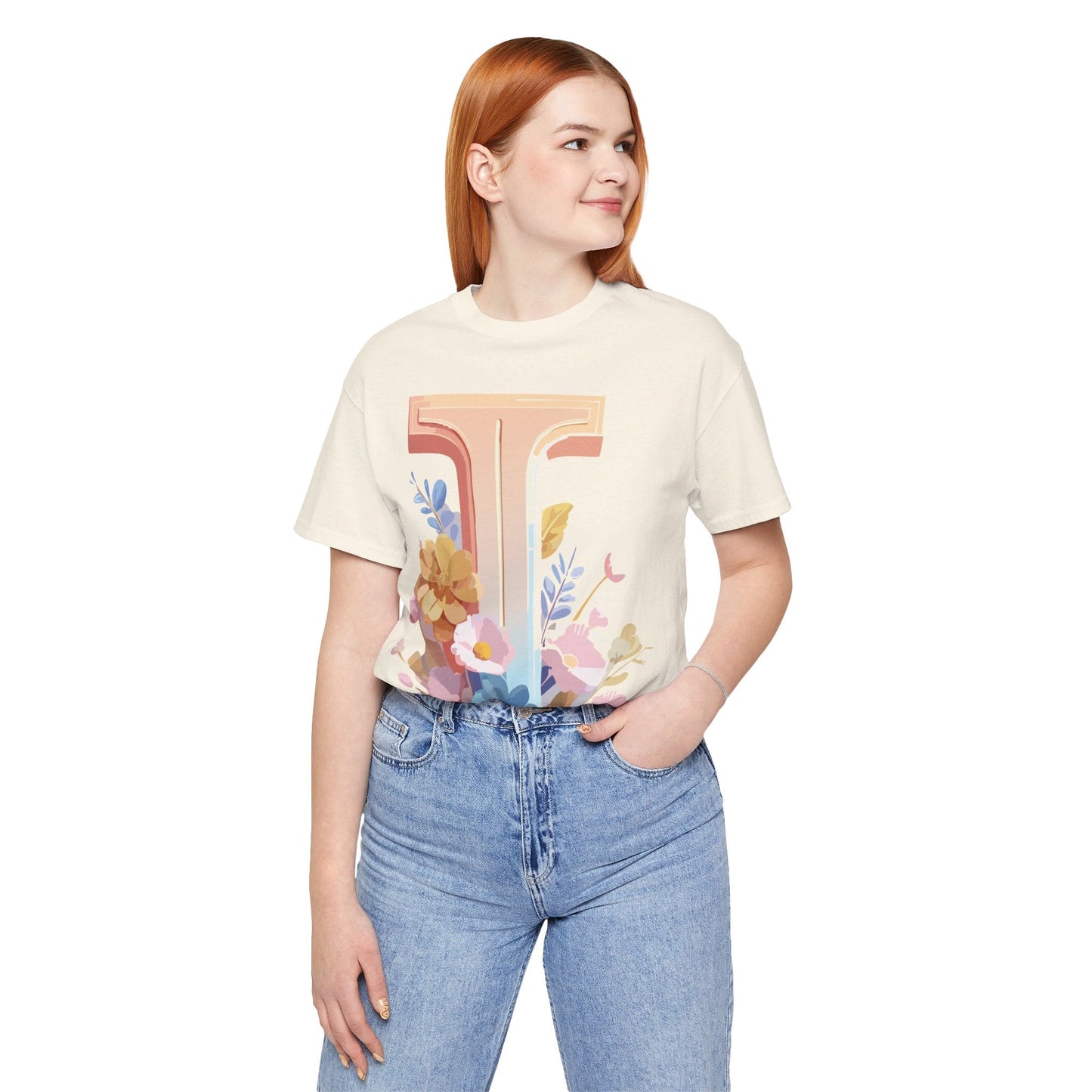 Vintage Inspired Letter I Shirt Unisex Graphic Tee Short Sleeve by Adelpha Premium